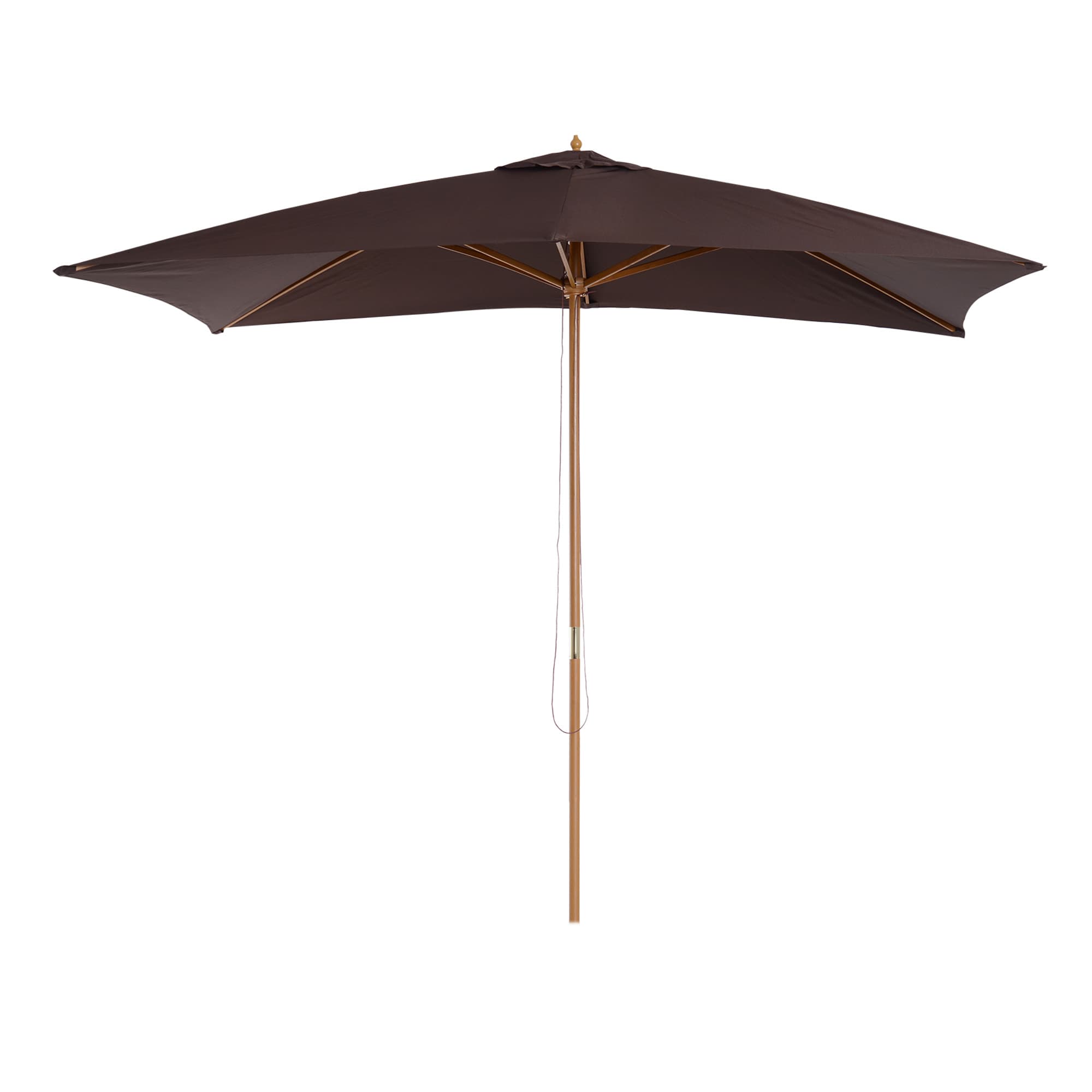 Outsunny Waterproof Garden Parasol Umbrella Wooden Sun Umbrella Outdoor Sun Shade Canopy, Dark Coffee,2 x 3m | Aosom UK