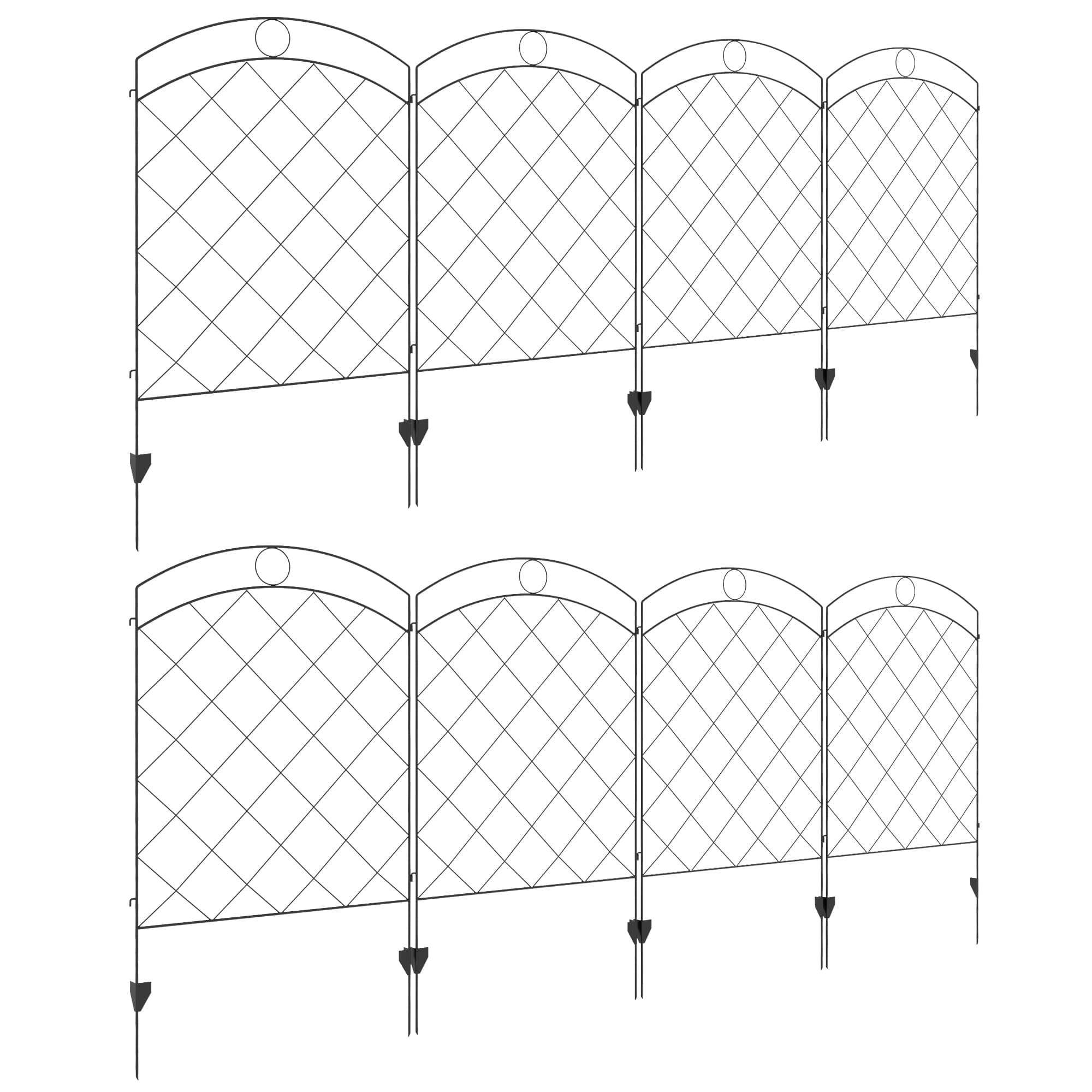 Outsunny Decorative Garden Fencing, 43in x 11.4ft Outdoor Picket Fence Panels, 8PCs Rustproof Steel Wire Landscape Flower Bed Border Edging | Aosom UK