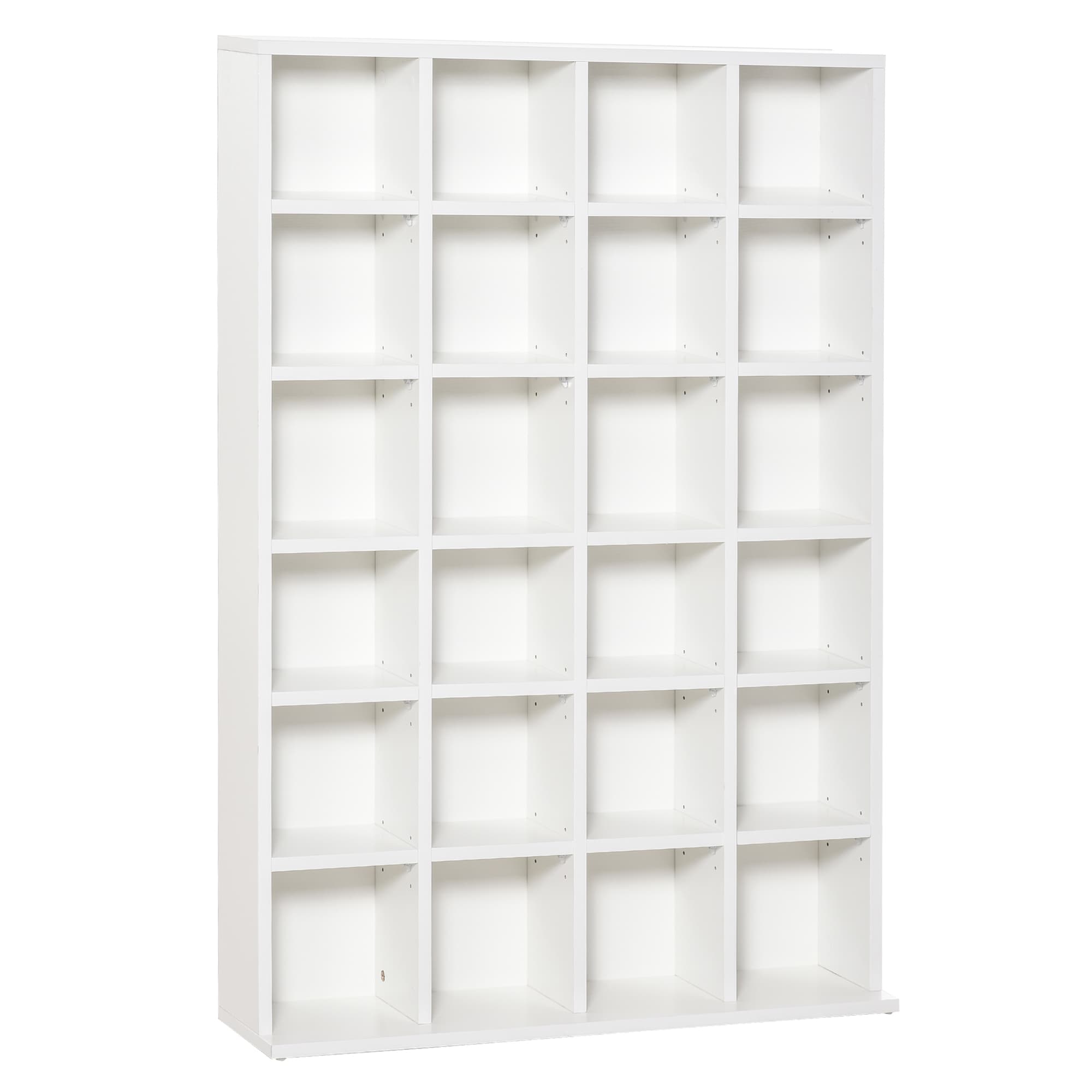 HOMCOM 480 CD / 312 DVD Storage Shelf Rack Media Storage Unit Shelves Racks Wooden Bookcase Display Unit with 4 Adjustable Shelves White | Aosom UK