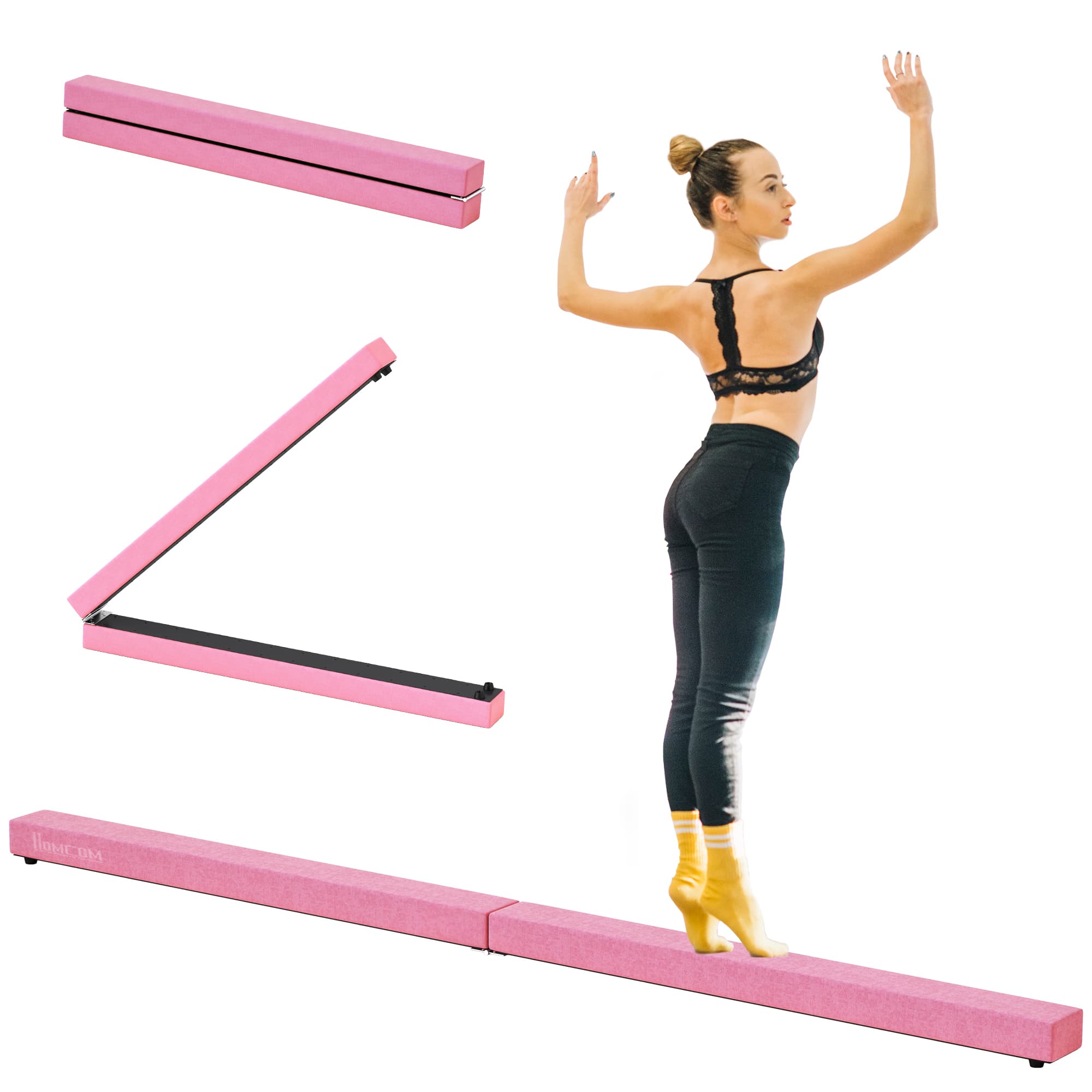 HOMCOM Balance Beam Trainer, 2.4 m-Pink | Aosom UK