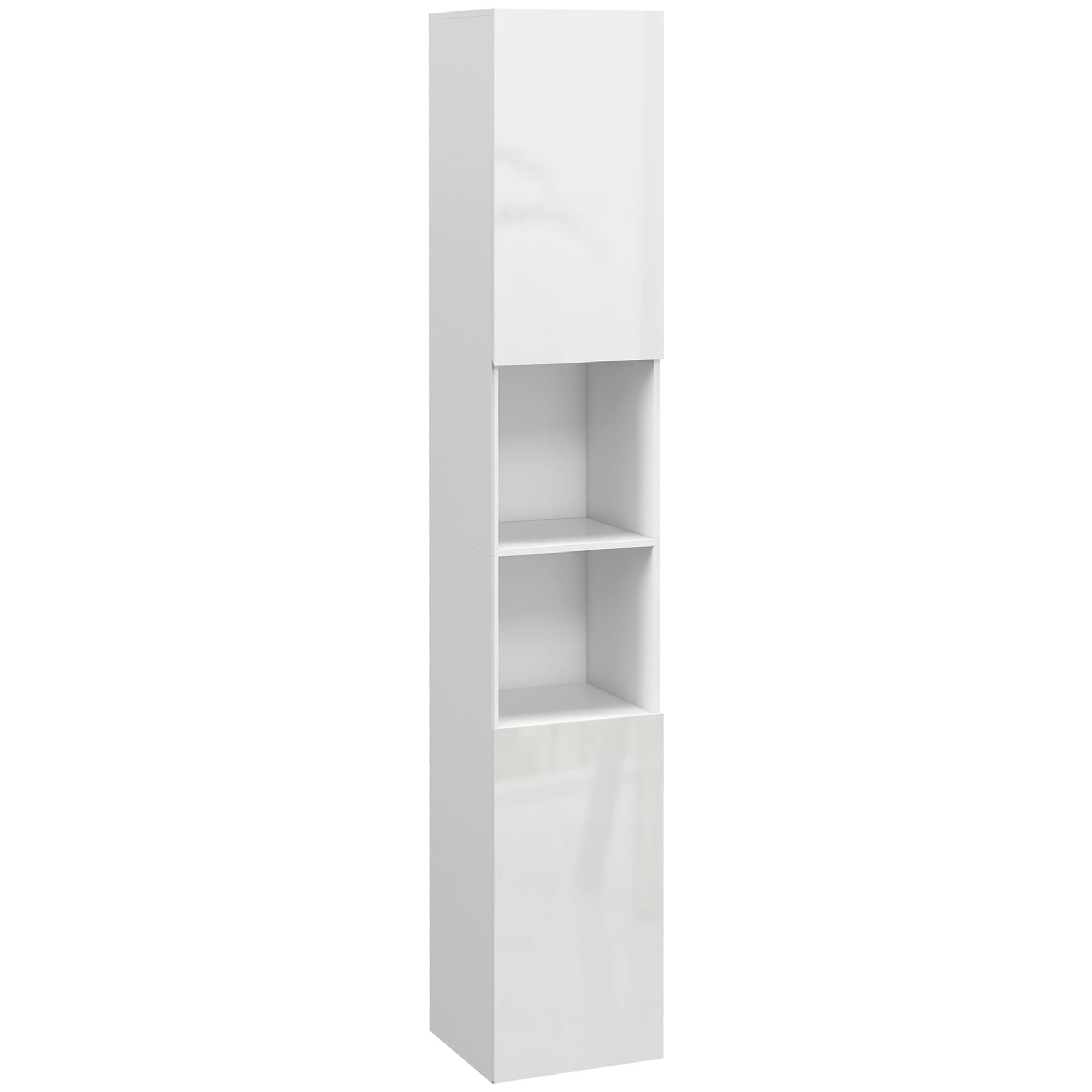 kleankin Multi-Storage Slim Bathroom Cabinet - High Gloss White | Aosom UK