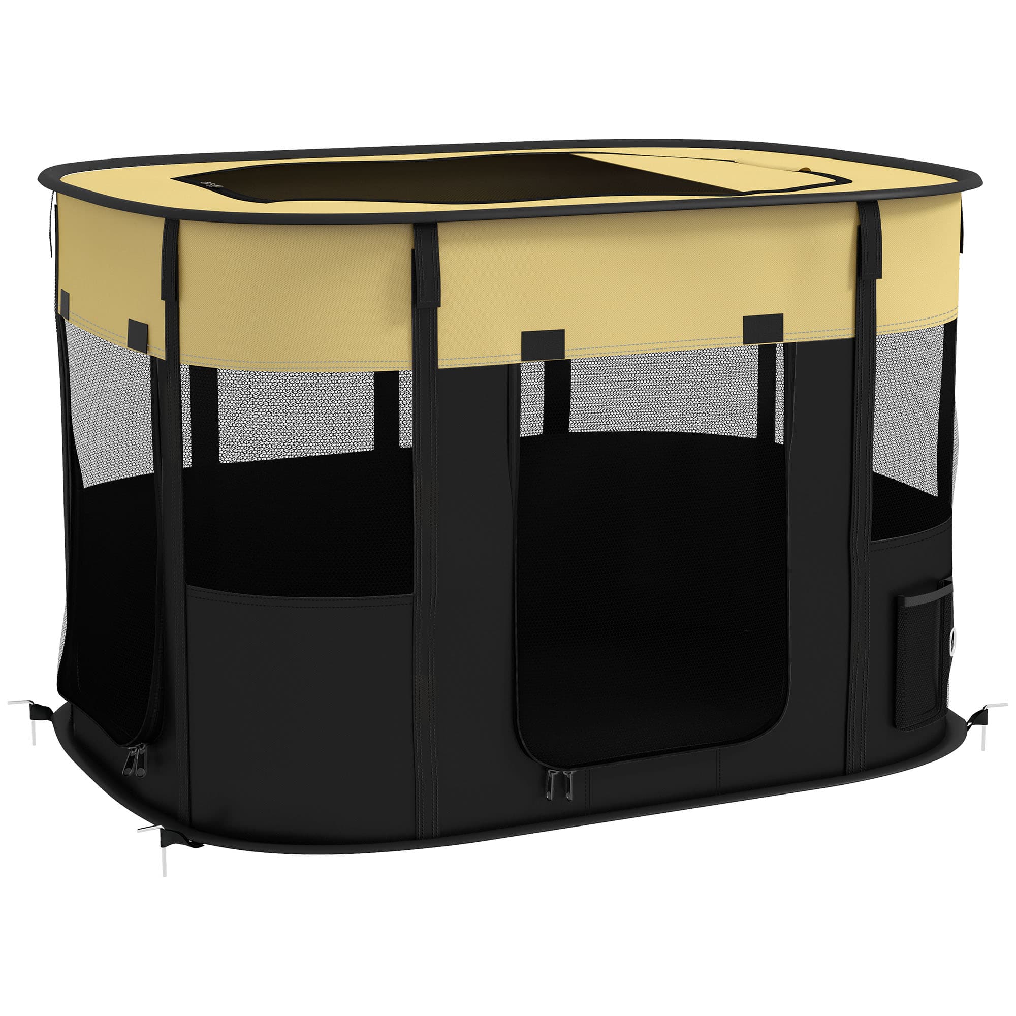 PawHut Foldable Dog Pen with Storage Bag for Indoor/Outdoor Use, Yellow | Aosom UK