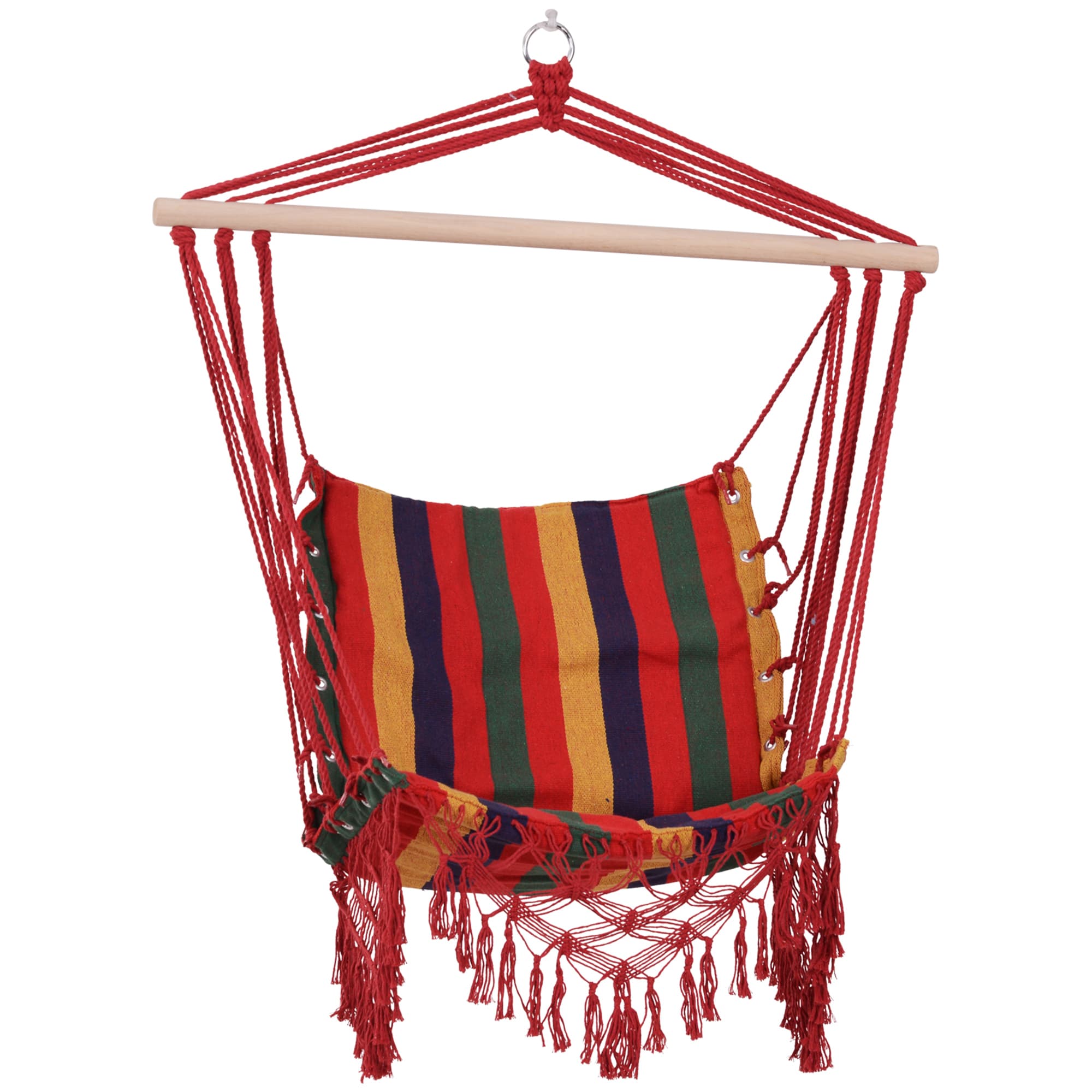 Outsunny Hammock Chair Swing Colourful Striped Tree Hanging Seat Porch Indoor Outdoor Fabric Garden Furniture | Aosom UK