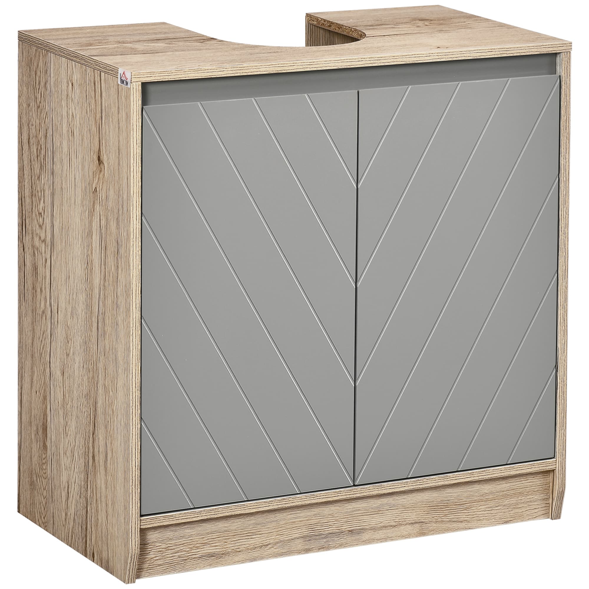 HOMCOM Under Sink Storage Cabinet Floor Standing Cupboard w/ Adjustable Shelf Bathroom Cabinet 2 Doors Versatile Style Grey | Aosom UK