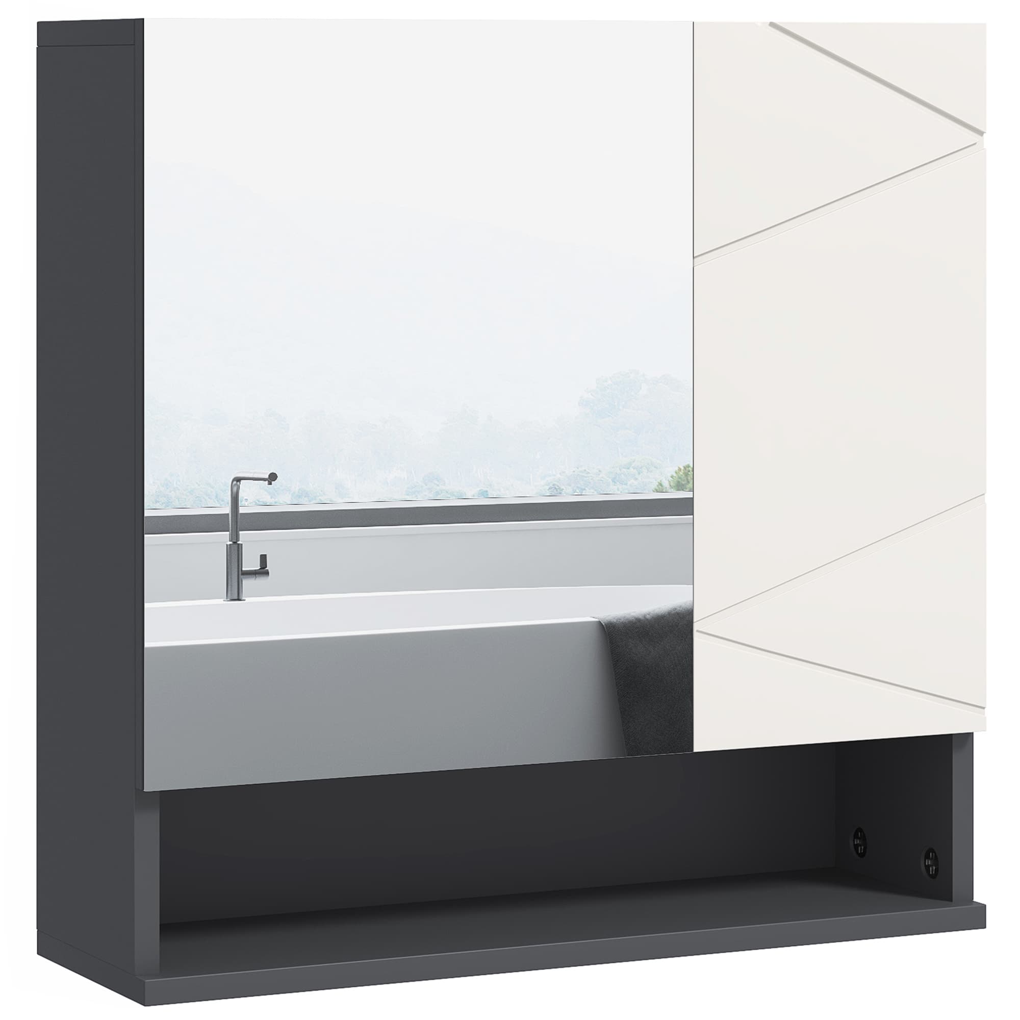 Kleankin Bathroom Wall Cabinet: With Adjustable Shelves for Storage, 55W x 17D x 55H cm, Light Grey | Aosom UK