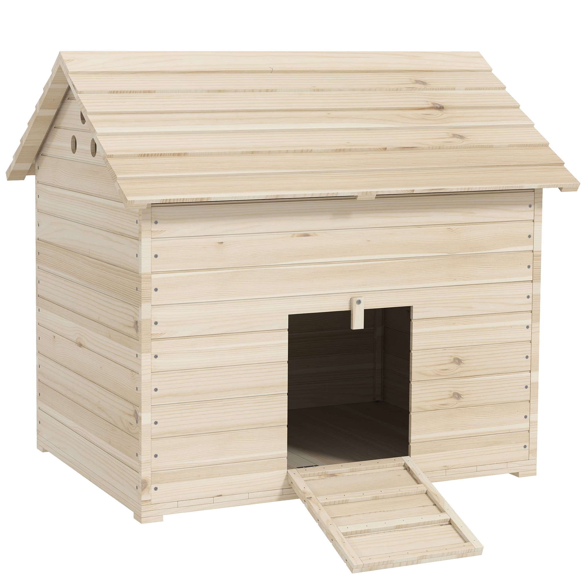 PawHut Wooden Duck House Poultry Coop for 2-4 Ducks with Openable Roof Raised Feet Air Holes Natural | Aosom UK