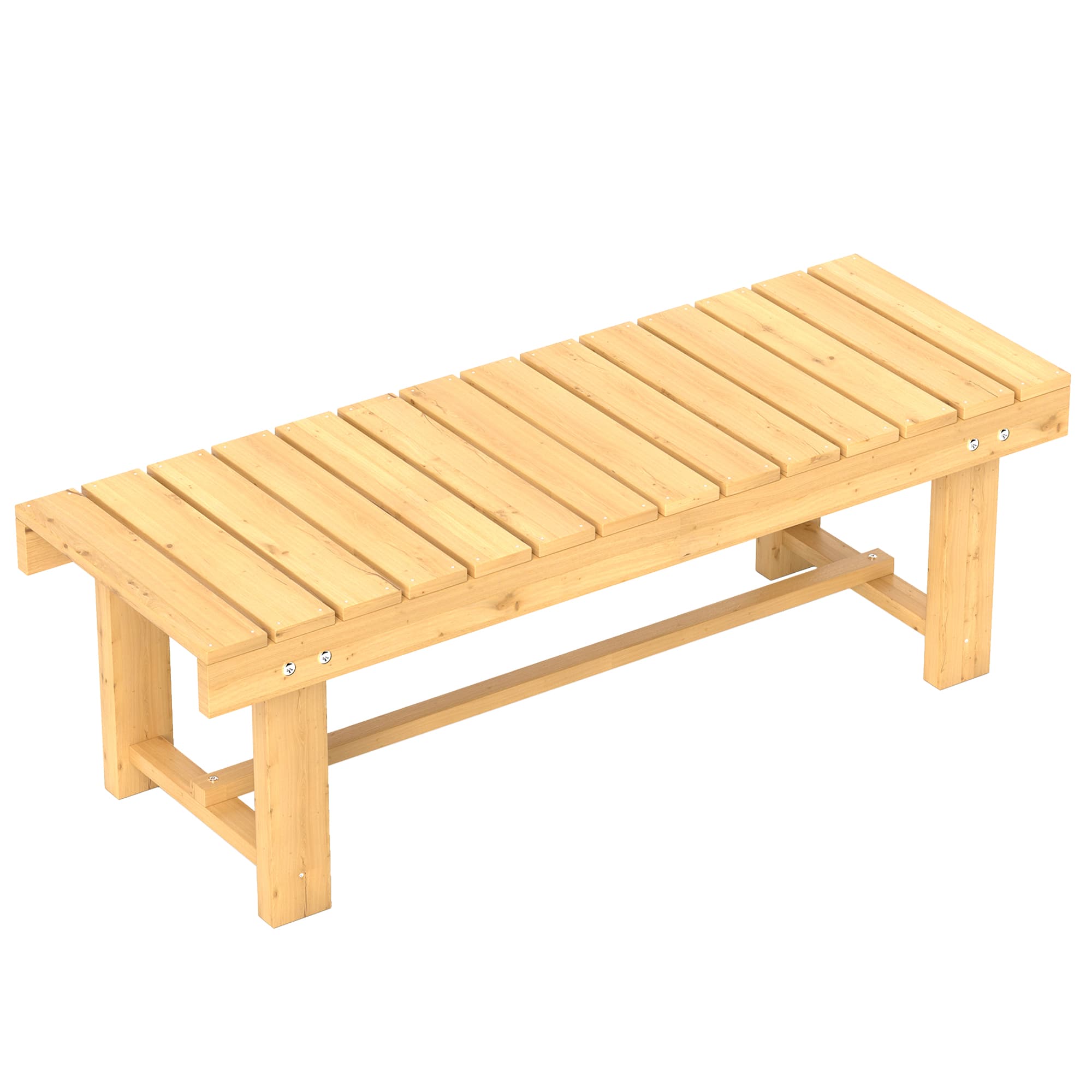 Outsunny 2-seater Outdoor Indoor Garden Wooden Bench Patio Loveseat Fir 110L x 38W x 35H cm Natural | Aosom UK