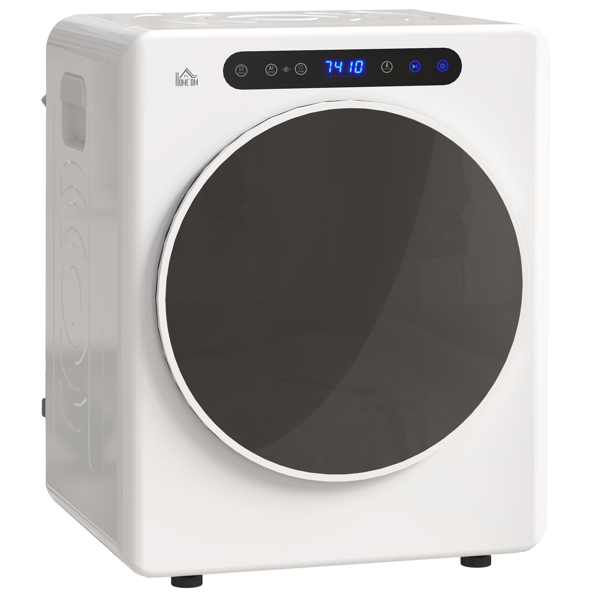 HOMCOM 8kg Vented Tumble Dryer, 1000W Compact Freestanding Front Tumble Dryer with Stainless Steel Tub, Timer, 6 Heat Settings, Small Portable Clothes Dryer, White