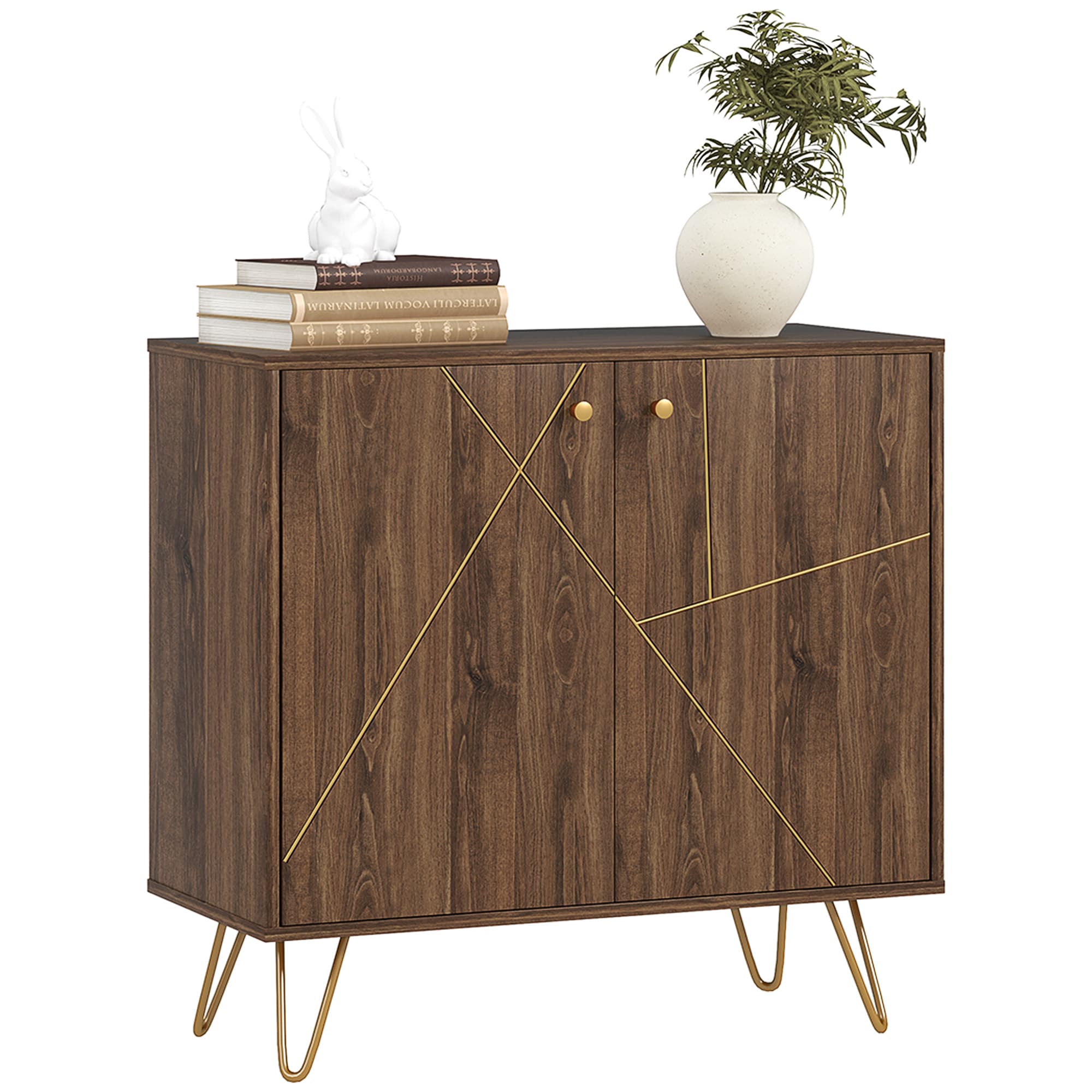 HOMCOM Modern Sideboard, Living room sideboard with Adjustable Shelf, Ideal for Living Room & Dining Room, Brown | Aosom UK