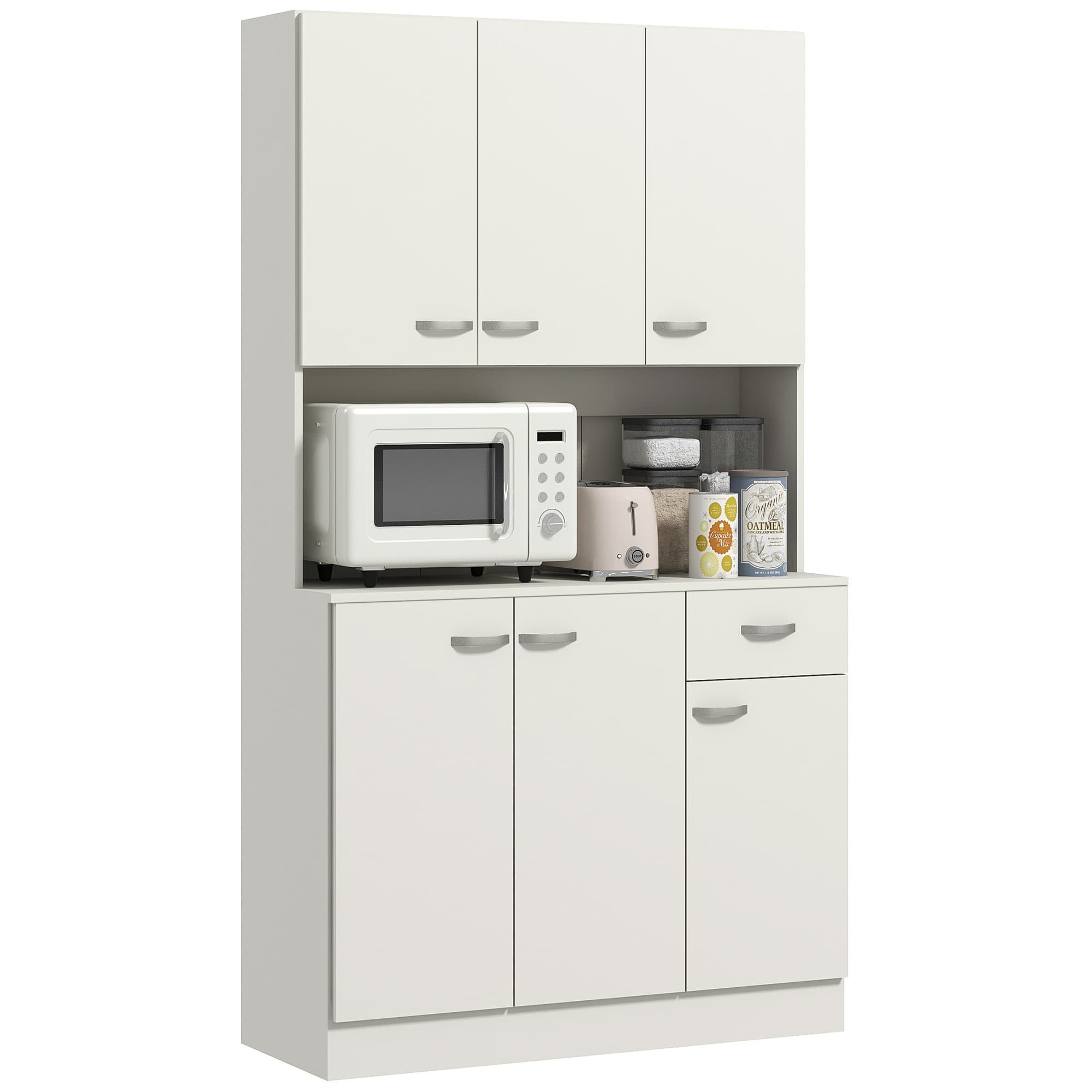 HOMCOM Freestanding Kitchen Pantry Storage Cabinet - White | Aosom UK