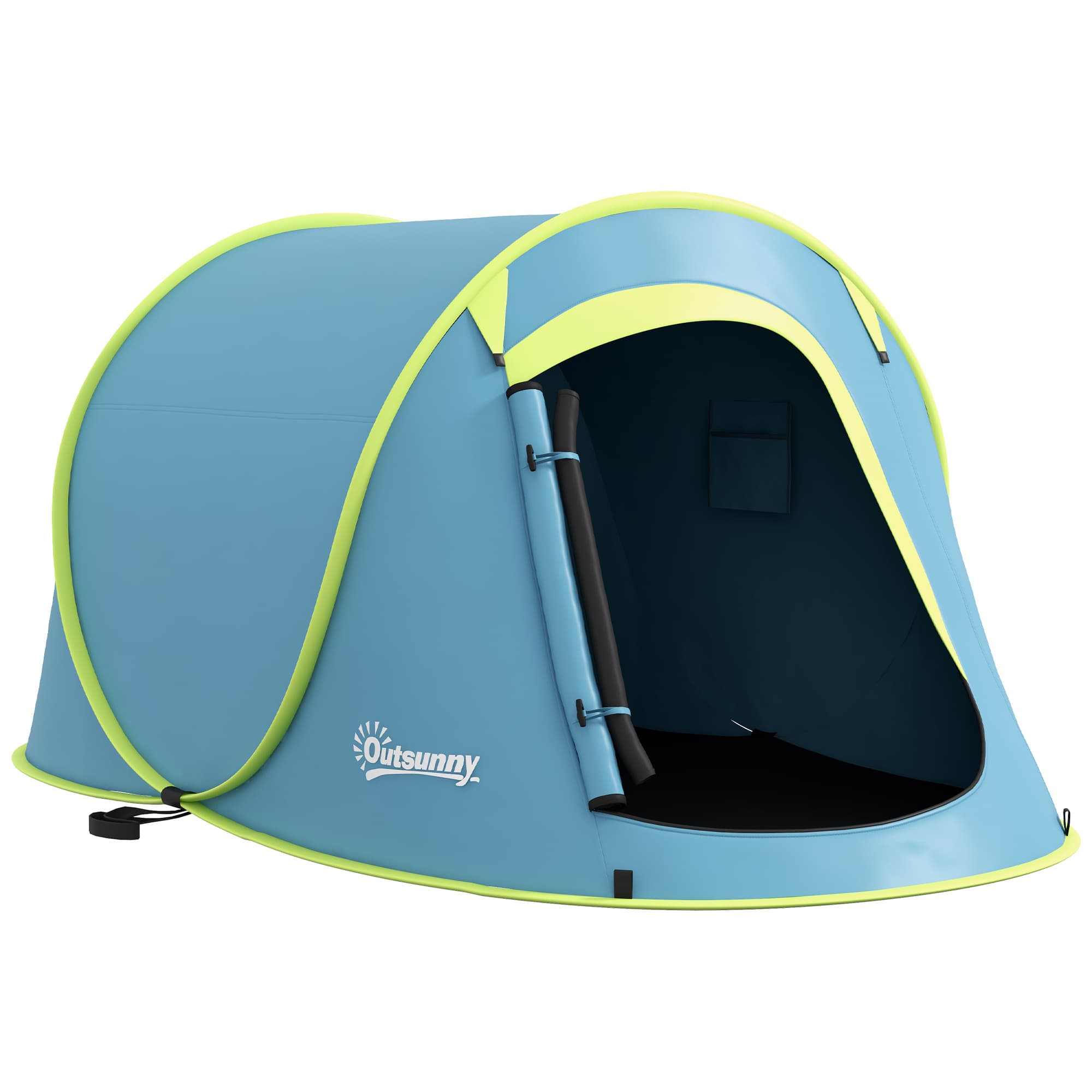 Outsunny 2 Man Pop up Camping Tent, 2000mm Waterproof with Carry Bag for Fishing Hiking Backpacking, Blue | Aosom UK
