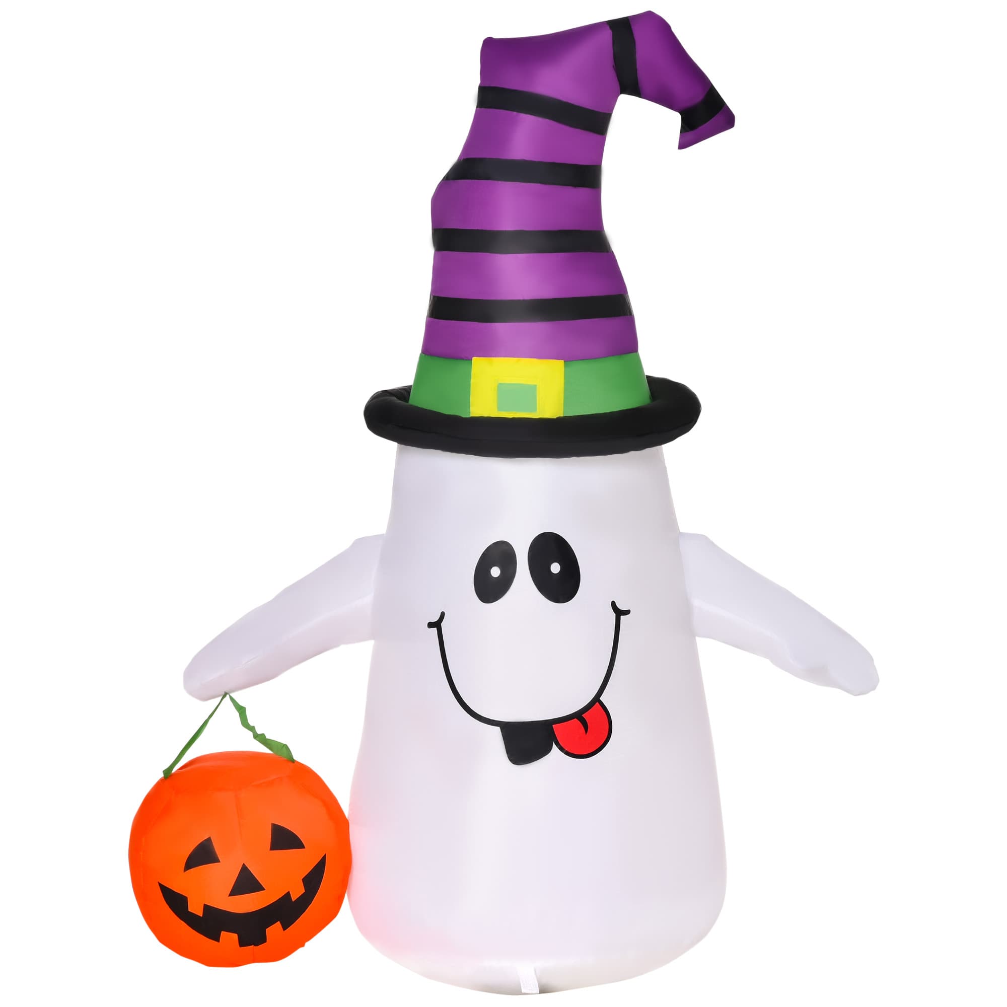 HOMCOM 1.2m Witch Ghost Halloween Inflatable Decoration w/ LED Lights, Fan Accessories, Pumpkin Lantern, Weather-Resistant Seasonal | Aosom UK