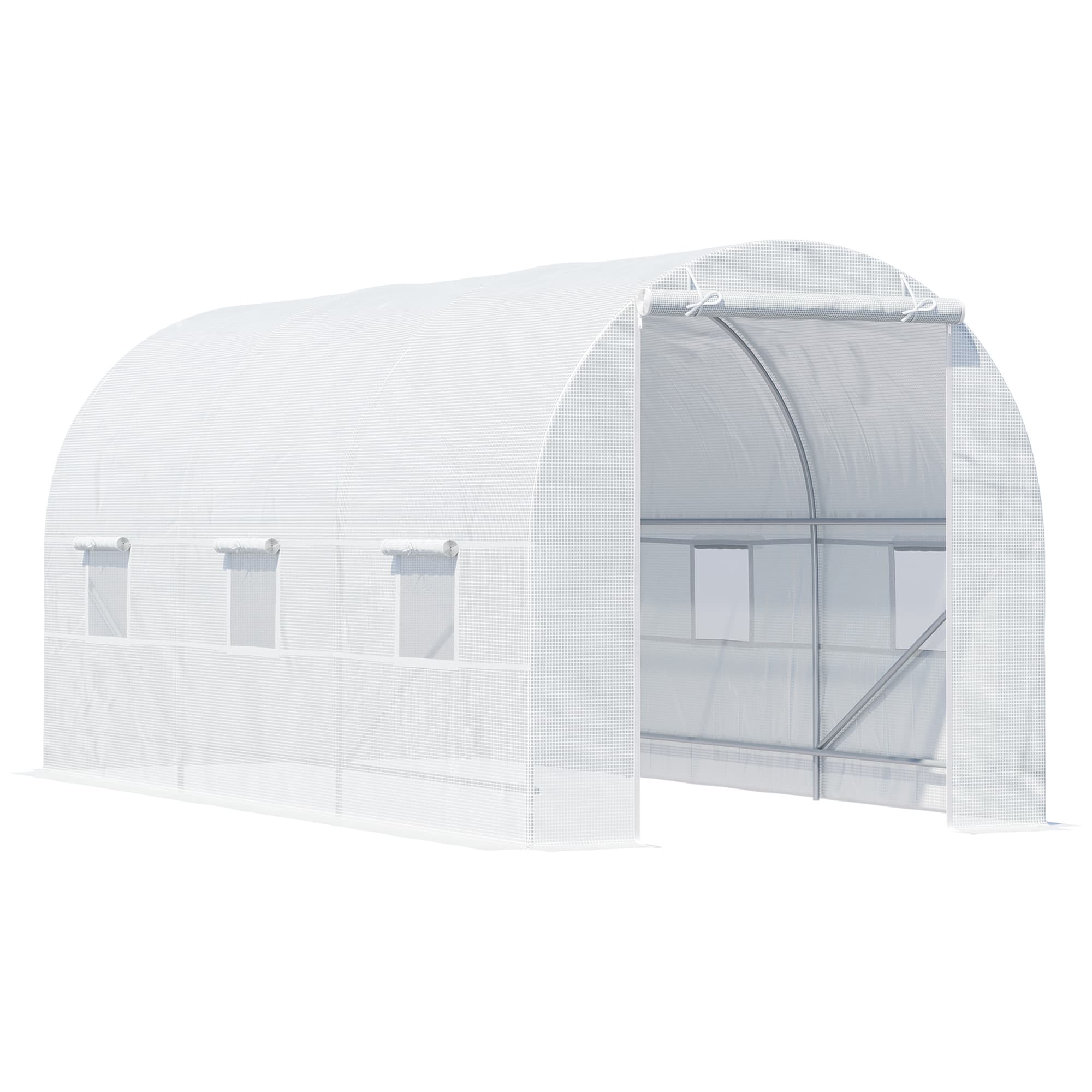 Outsunny 4.5 x 2 x 2 m Tomato Greenhouse, Large Vegetable Tunnel, Walk-In Patio Greenhouse Outdoor, White | Aosom UK