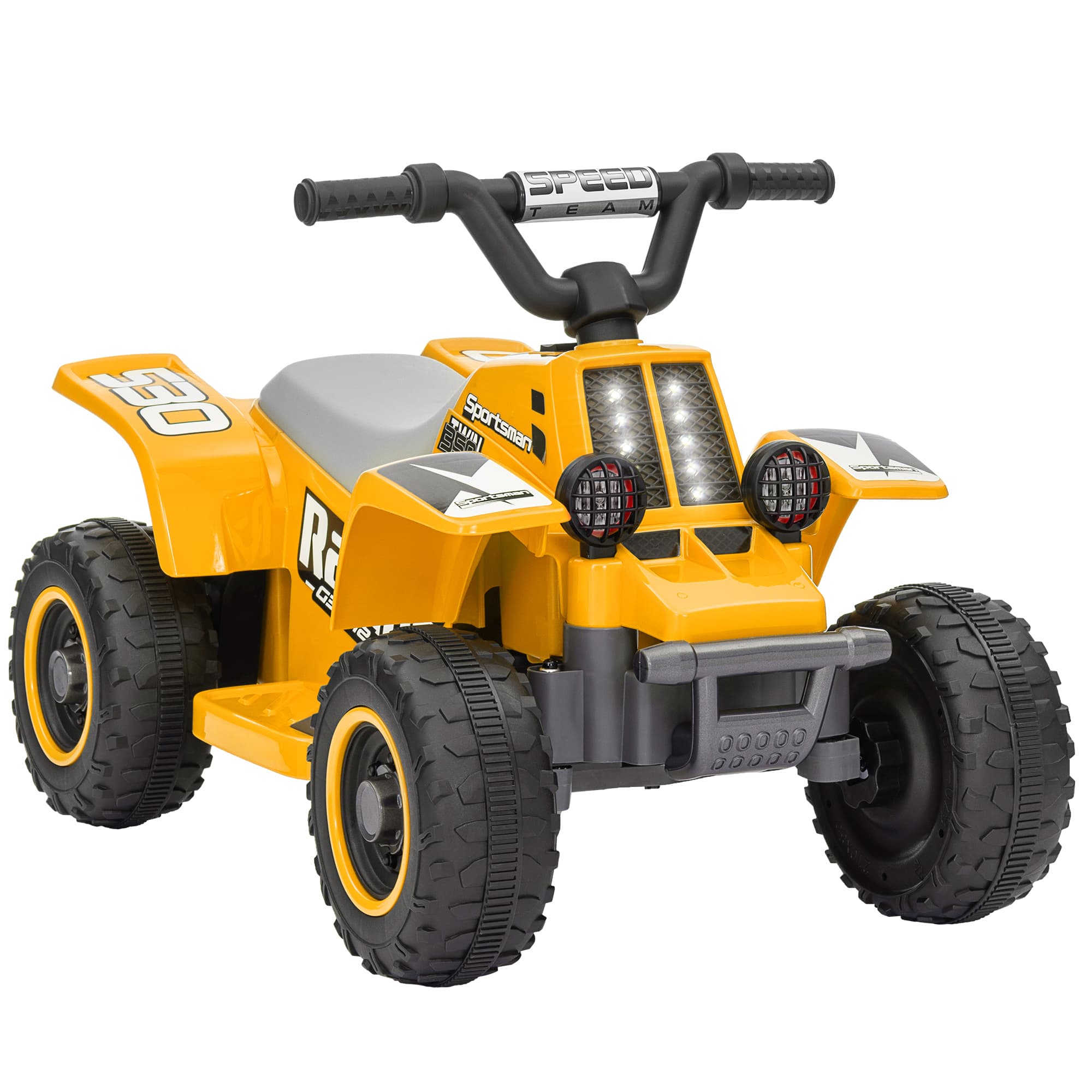 AIYAPLAY 6V Electric Quad Bike for Kids, Ride On ATV w/ Forward Backward, Headlights, for 18-36 Months - Yellow | Aosom UK
