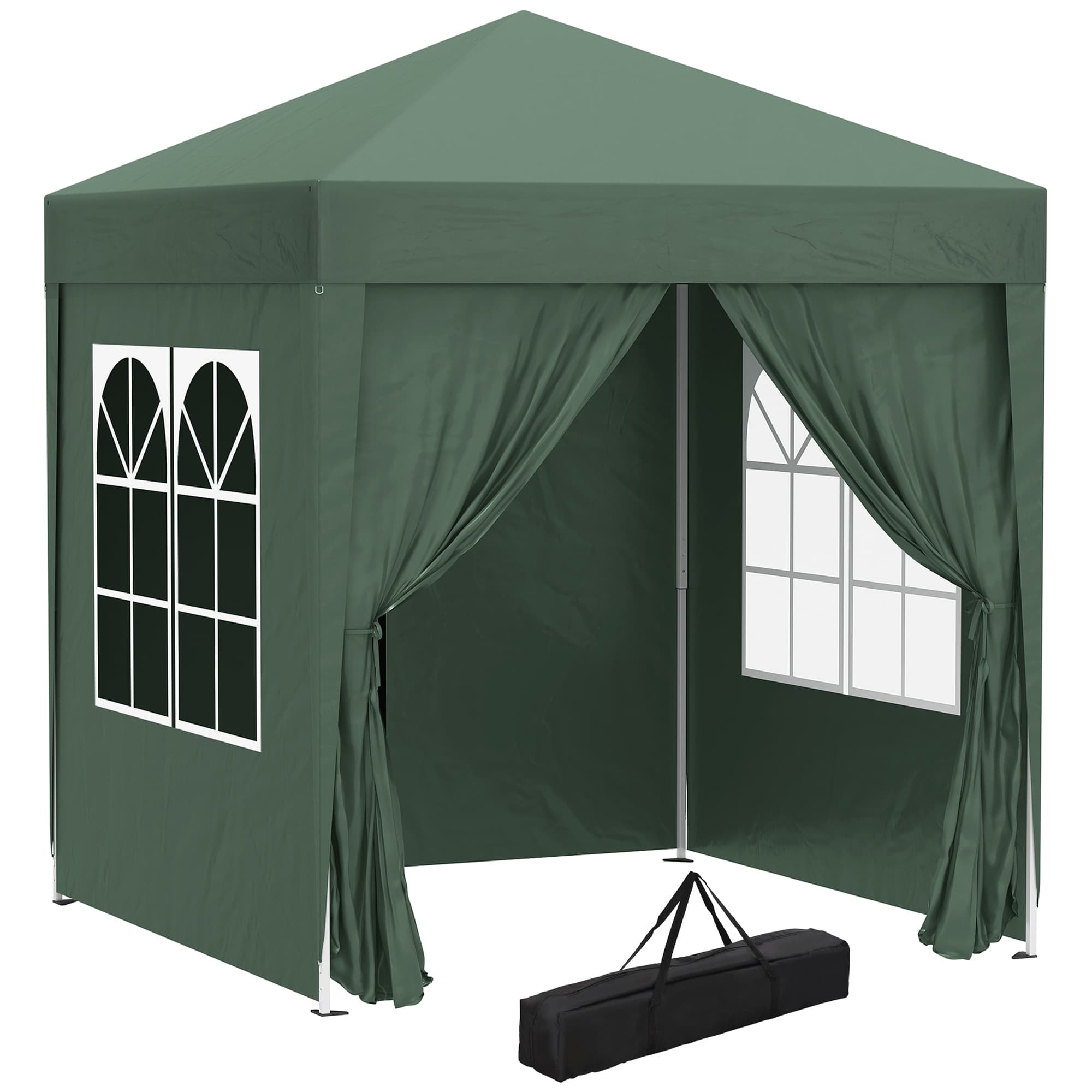 Outsunny 2 x 2m Pop Up Gazebo with Sides, Waterproof Pop Up Canopy for Outdoor Gatherings, Parties and Events, Green | Aosom UK