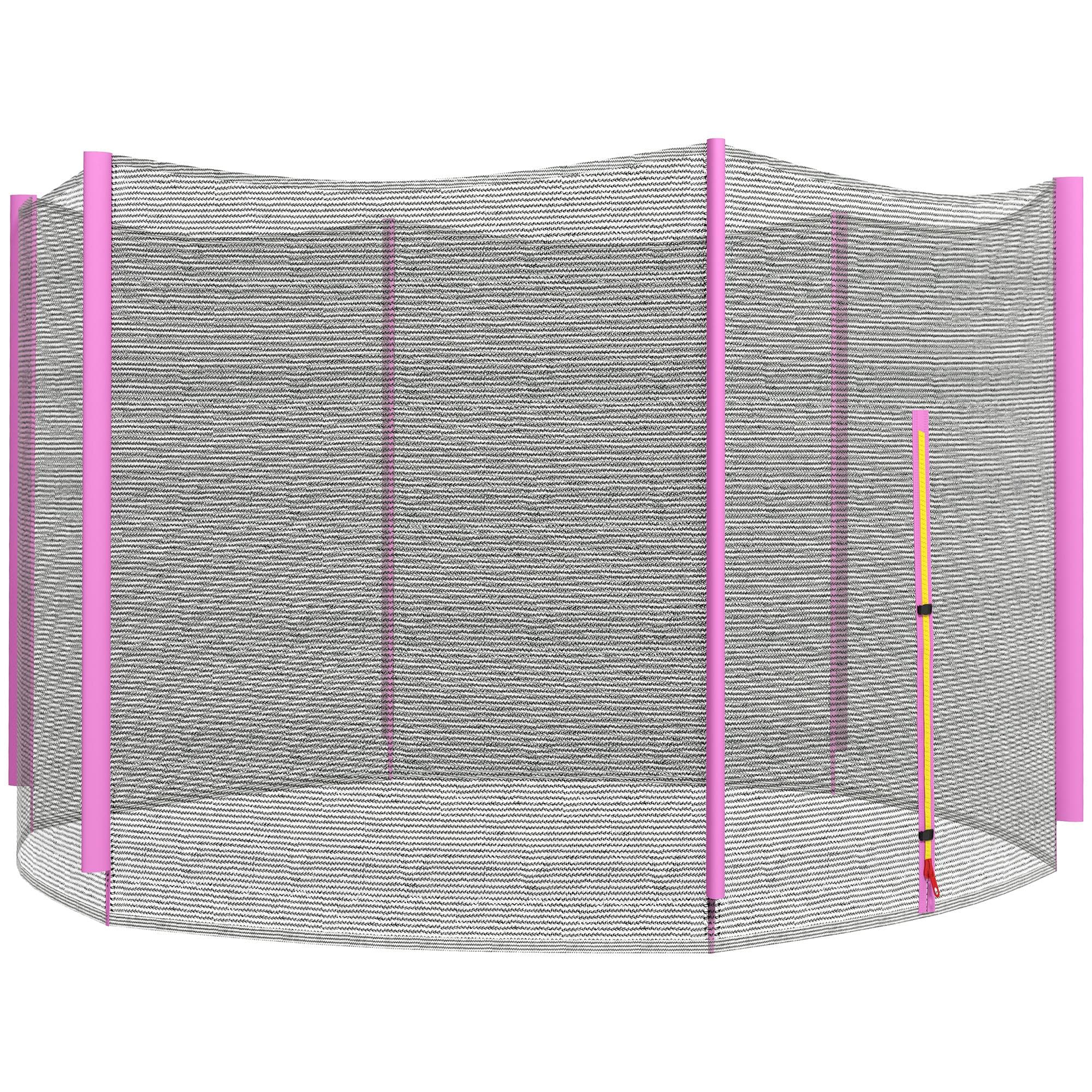 SPORTNOW Trampoline Net Replacement for 8ft Round Trampoline with 6 Straight Poles, Weather-Resistant Trampoline Netting Replacement with Zipped Entrance, Poles Not Included, Pink