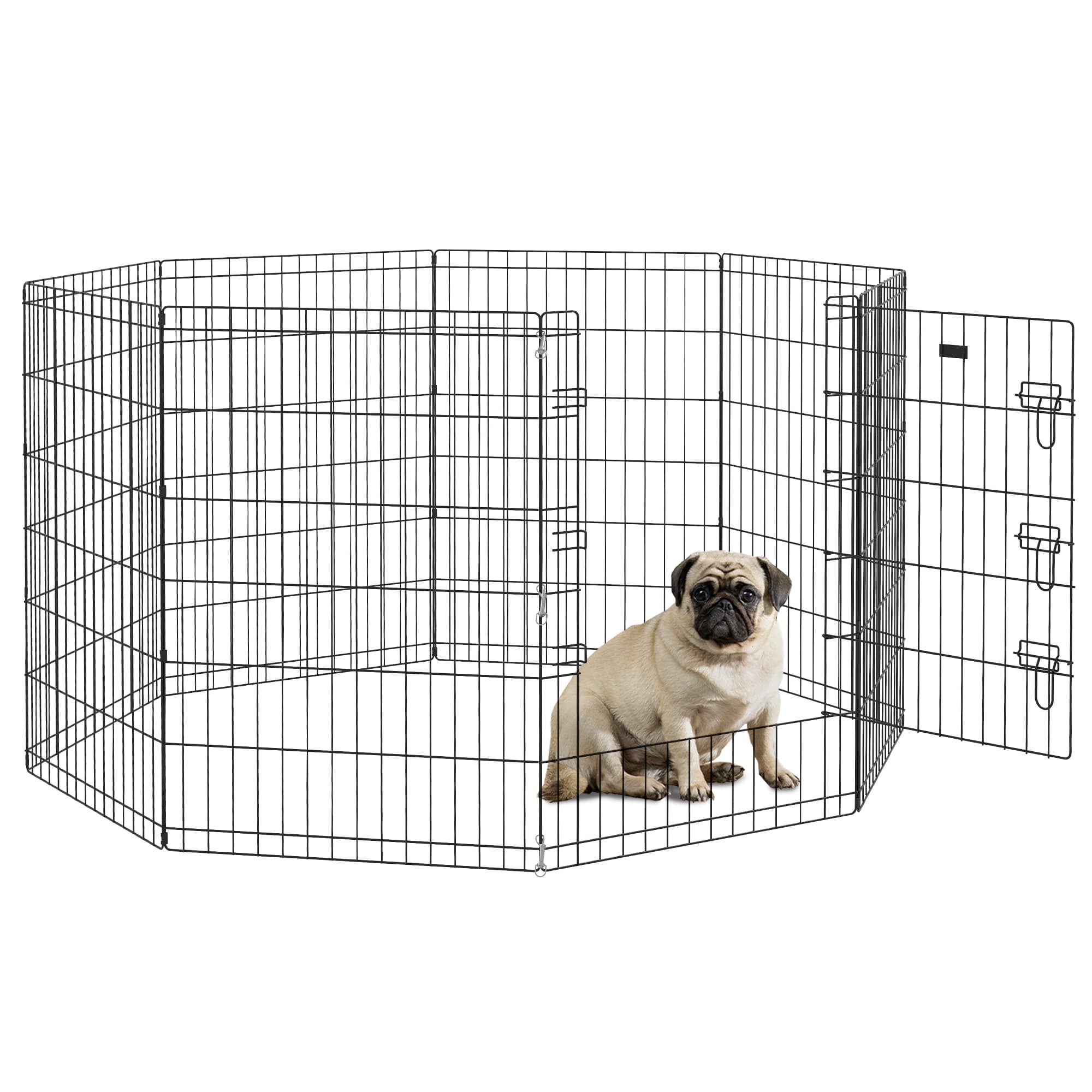 PawHut 8 Panel DIY Dog Pen with Door, for Dogs, Small Animals, Indoor/Outdoor Use, 91cm High | Aosom UK