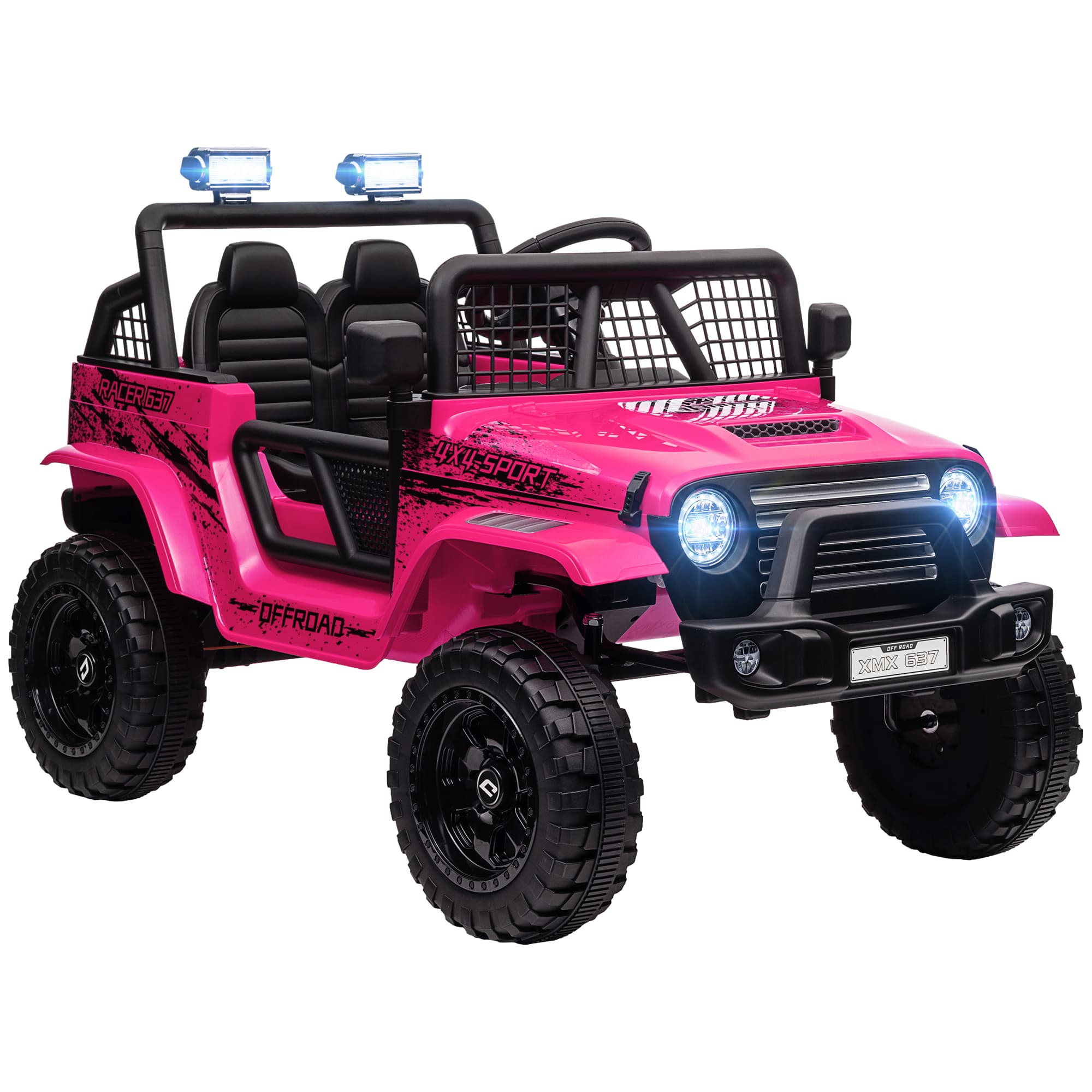 AIYAPLAY 12V Battery Powered Kids Ride On Car, Electric Truck w/ Spring Suspension, Remote, Music Horn Lights - Pink | Aosom UK