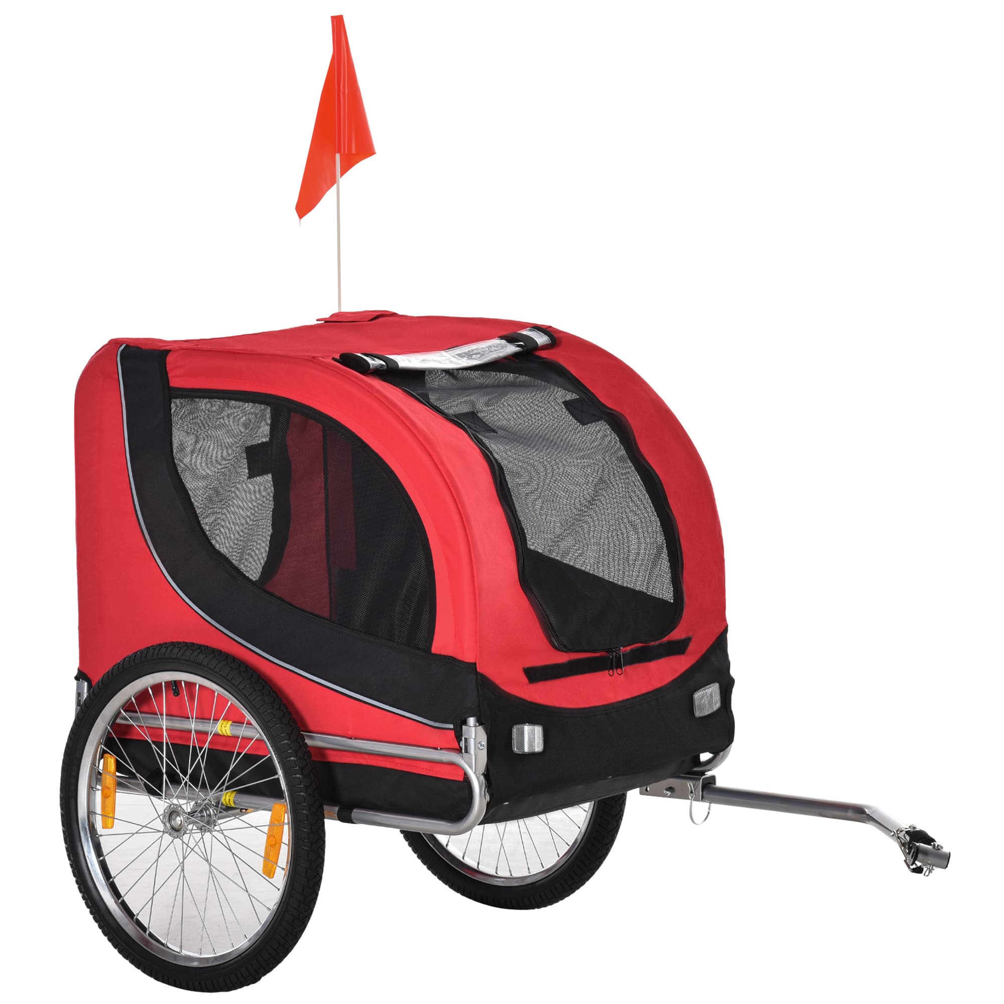 Pawhut Dog Bike Trailer Folding Bicycle Pet Trailer Dog Bike Jogger Travel Carrier W/Removable Cover-Red | Aosom UK