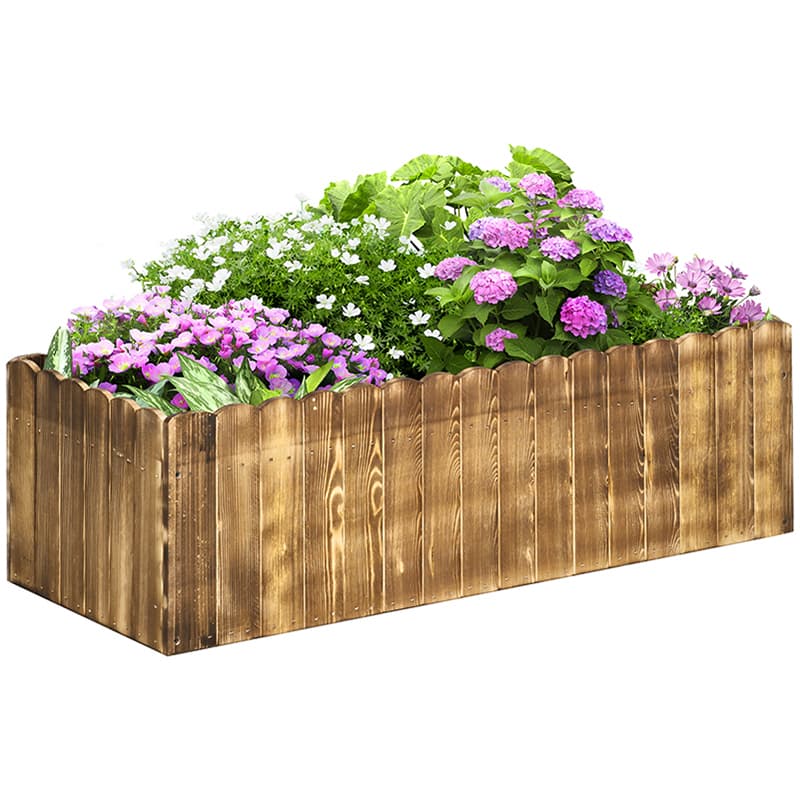 Outsunny 109L Garden Flower Raised Bed Pot Wooden Outdoor Large Rectangle Planter Vegetable Box Herb Holder Display (100Lx40Wx30H (cm)) | Aosom UK