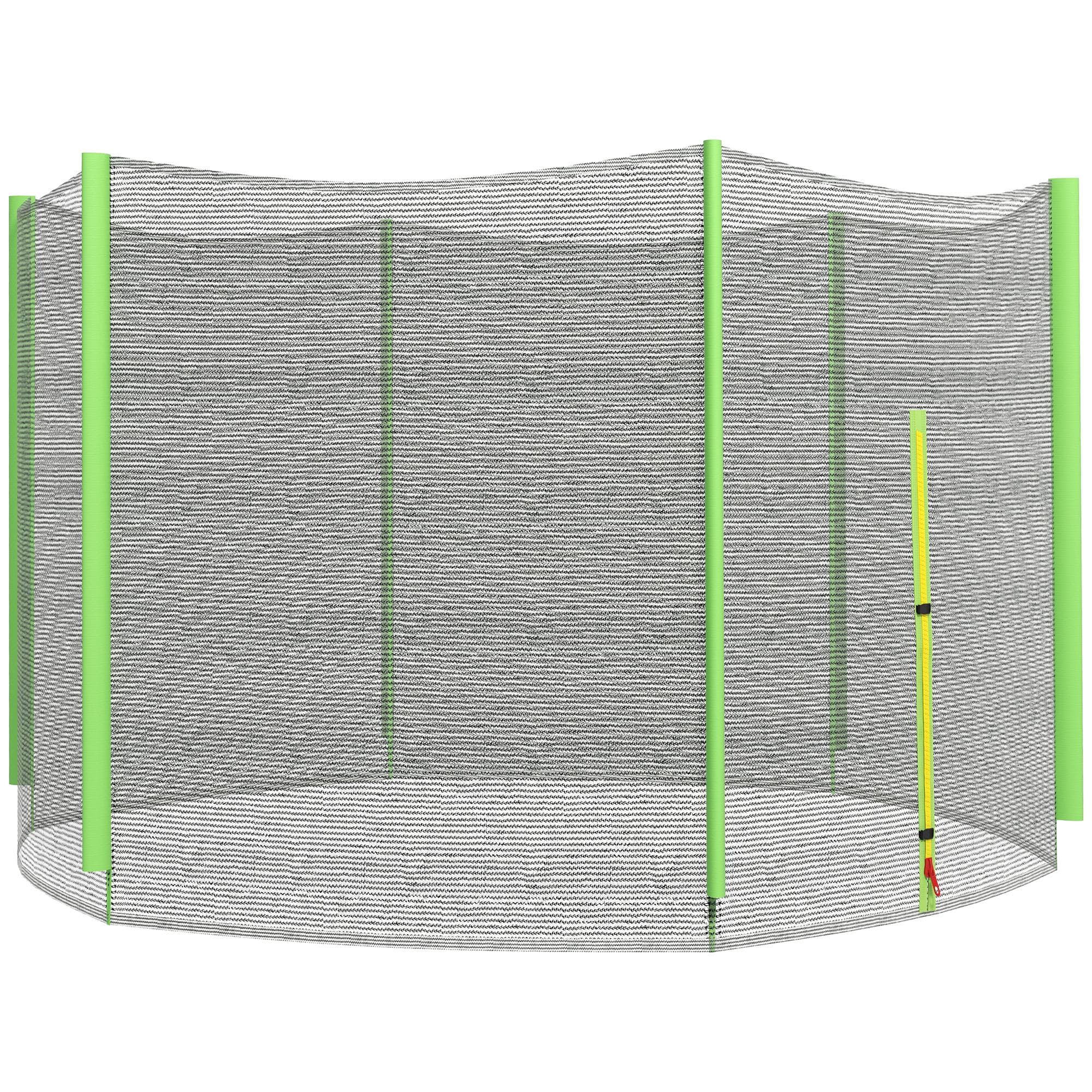 SPORTNOW 10ft Trampoline Net, Replacement Safety Net Enclosure Net with Zipped Door and  6 Plastic Pole Covers, Green