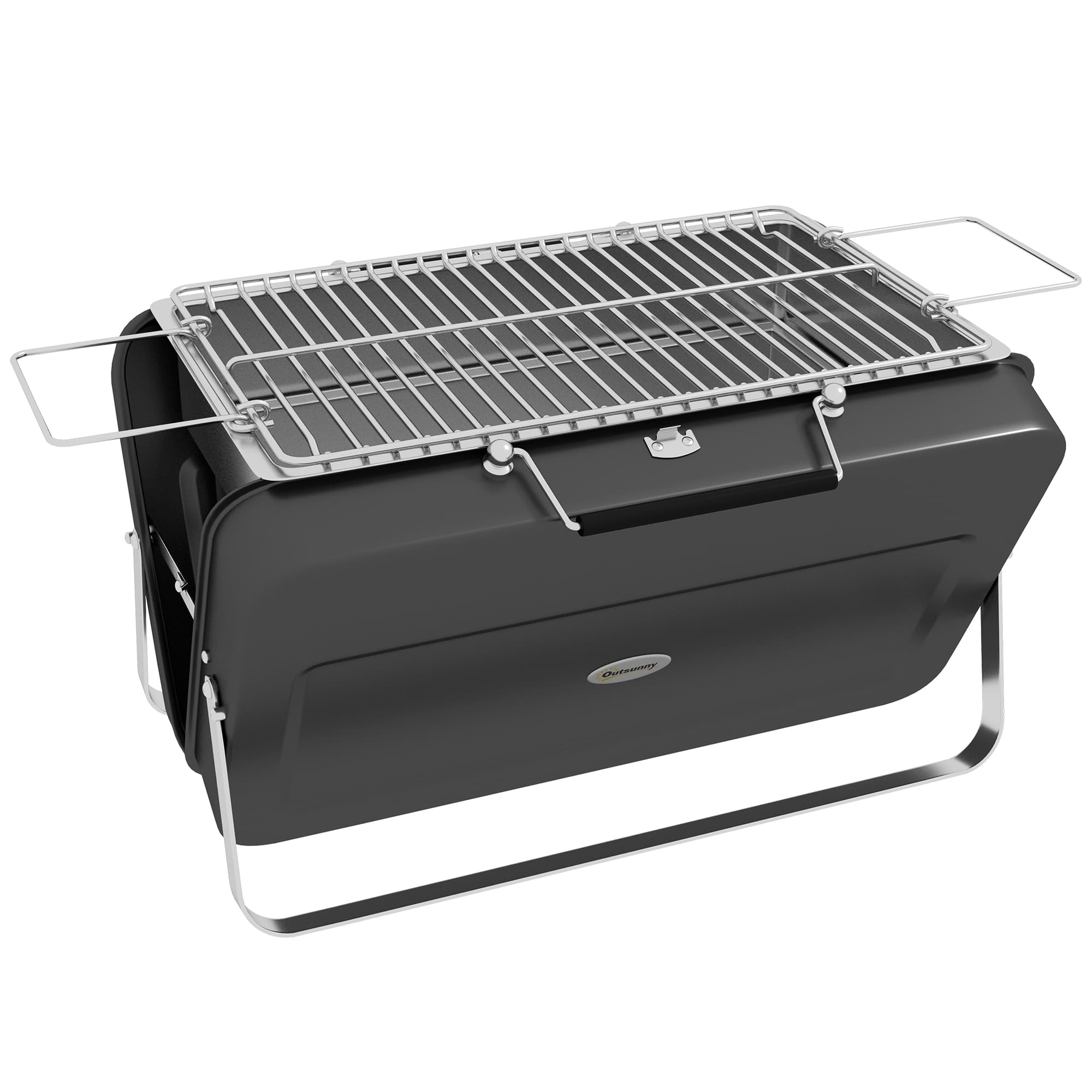 Outsunny Foldable Suitcase Design Mini Charcoal Barbecue Grill BBQ, Black | Aosom UK