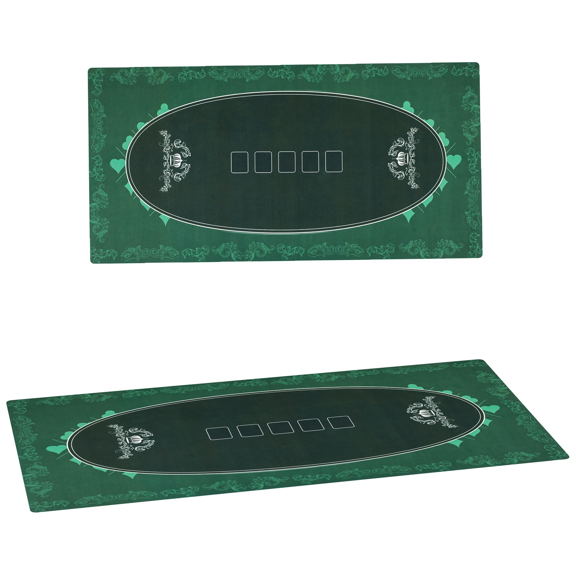 SPORTNOW 239.3 x 115.5 cm Professional Texas Hold'em Poker Mat 12 Player Water-Resistant Poker Table Mat with Felt Surface Carry Bag, Green