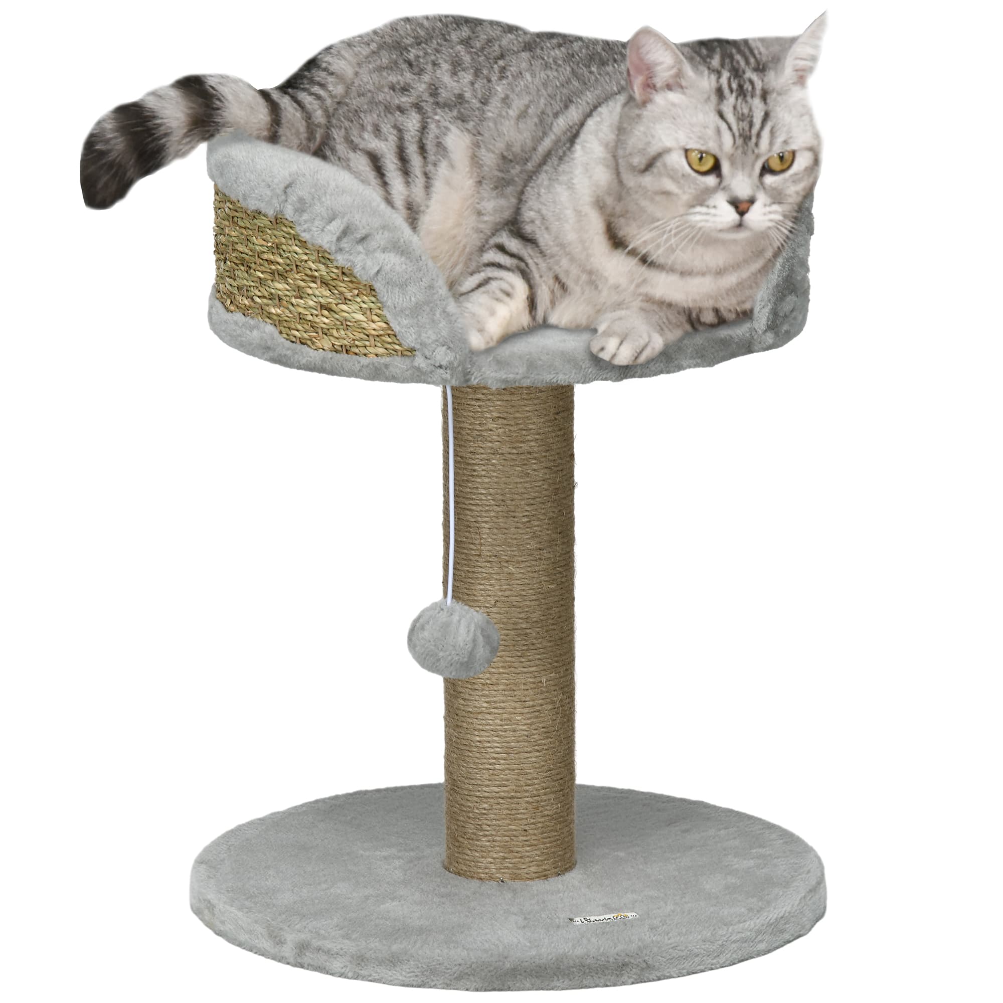 PawHut Cat Tree Tower with Scratching Posts, Grey | Aosom UK