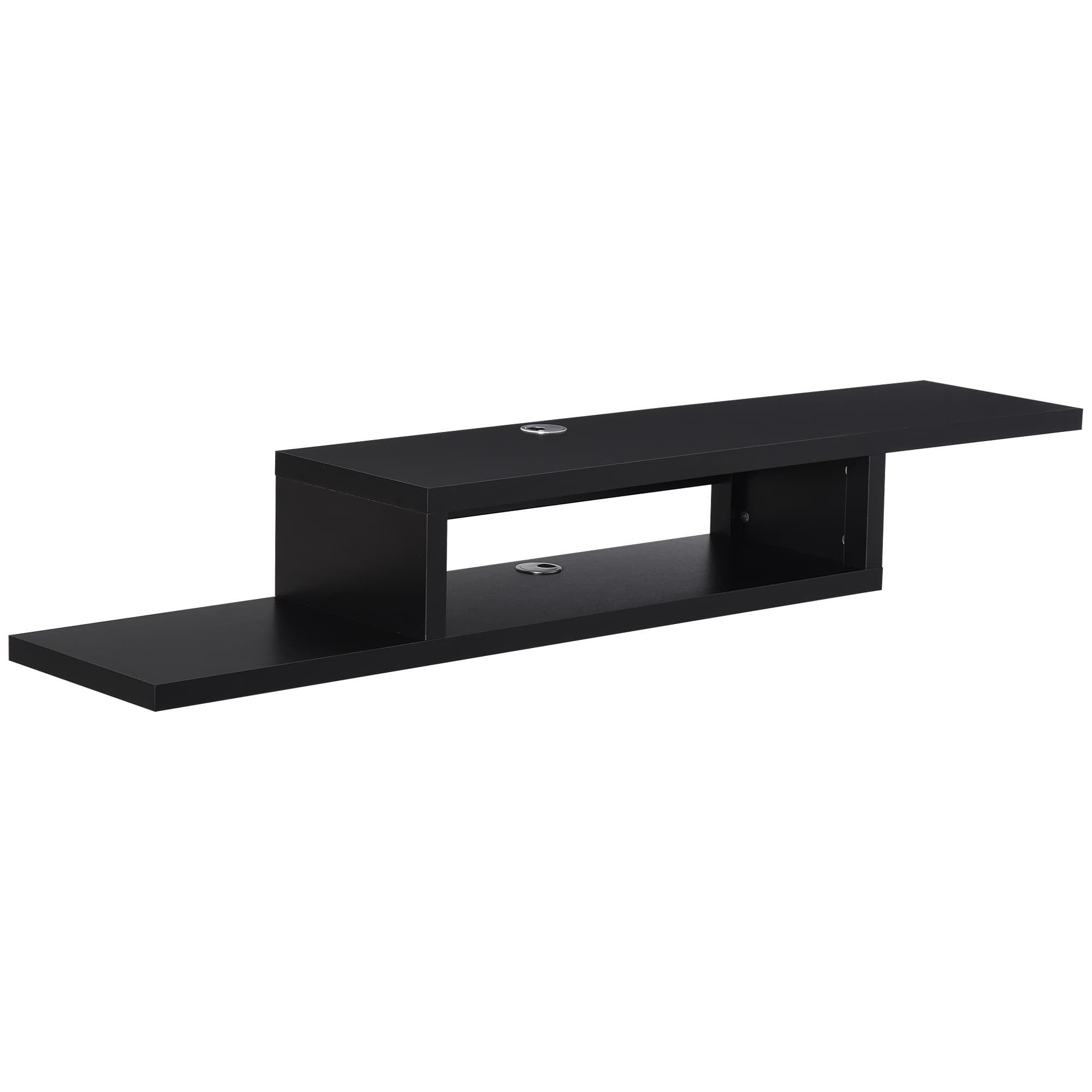 HOMCOM Wall Mounted Media Console, Floating TV Stand Component Shelf, Entertainment Center Unit, Black | Aosom UK