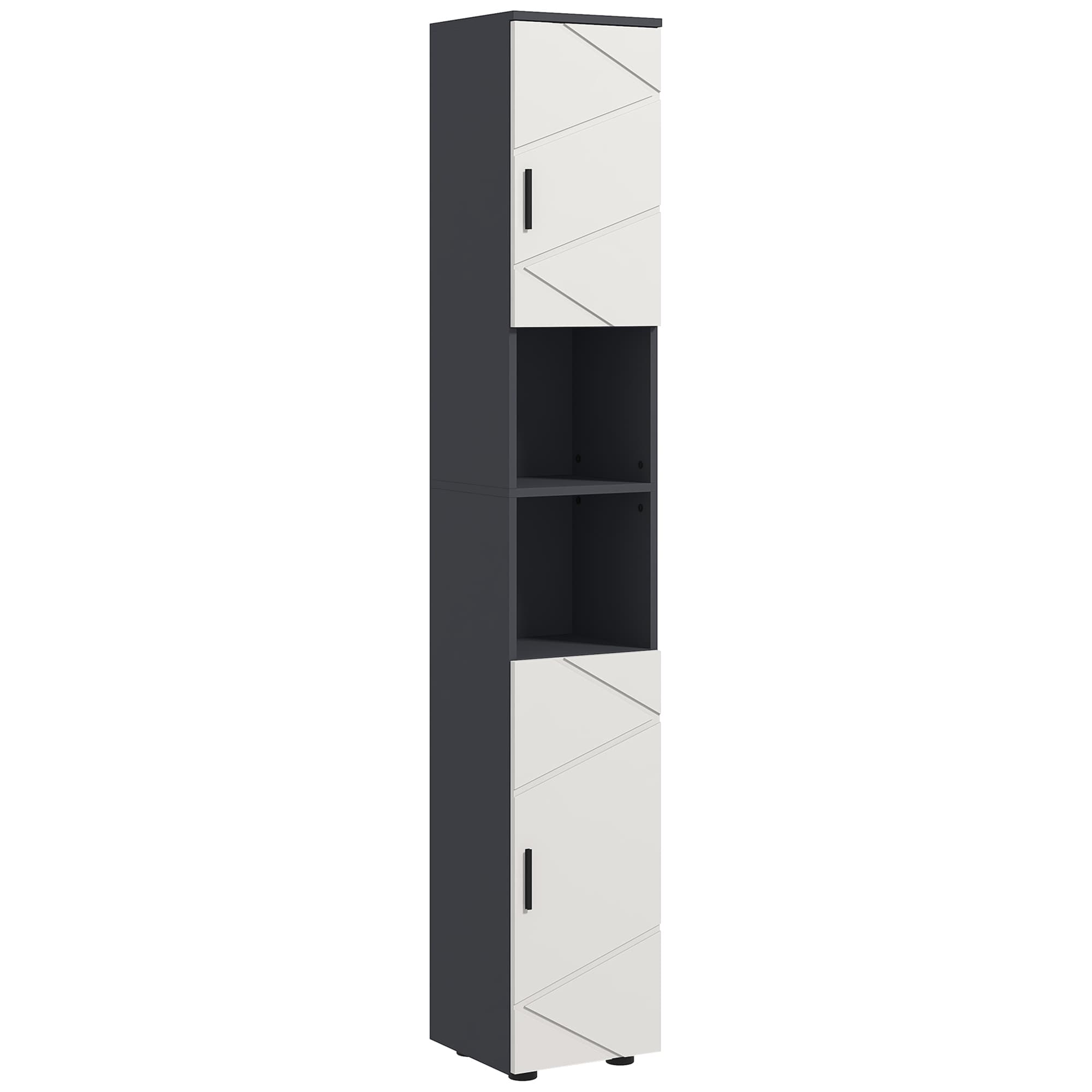 kleankin Tall Bathroom Cabinet with Three-position Adjustable Shelves, Skinny Tall Cabinet with PVC Wrapped Doors for Minimalist Style, Grey | Aosom UK