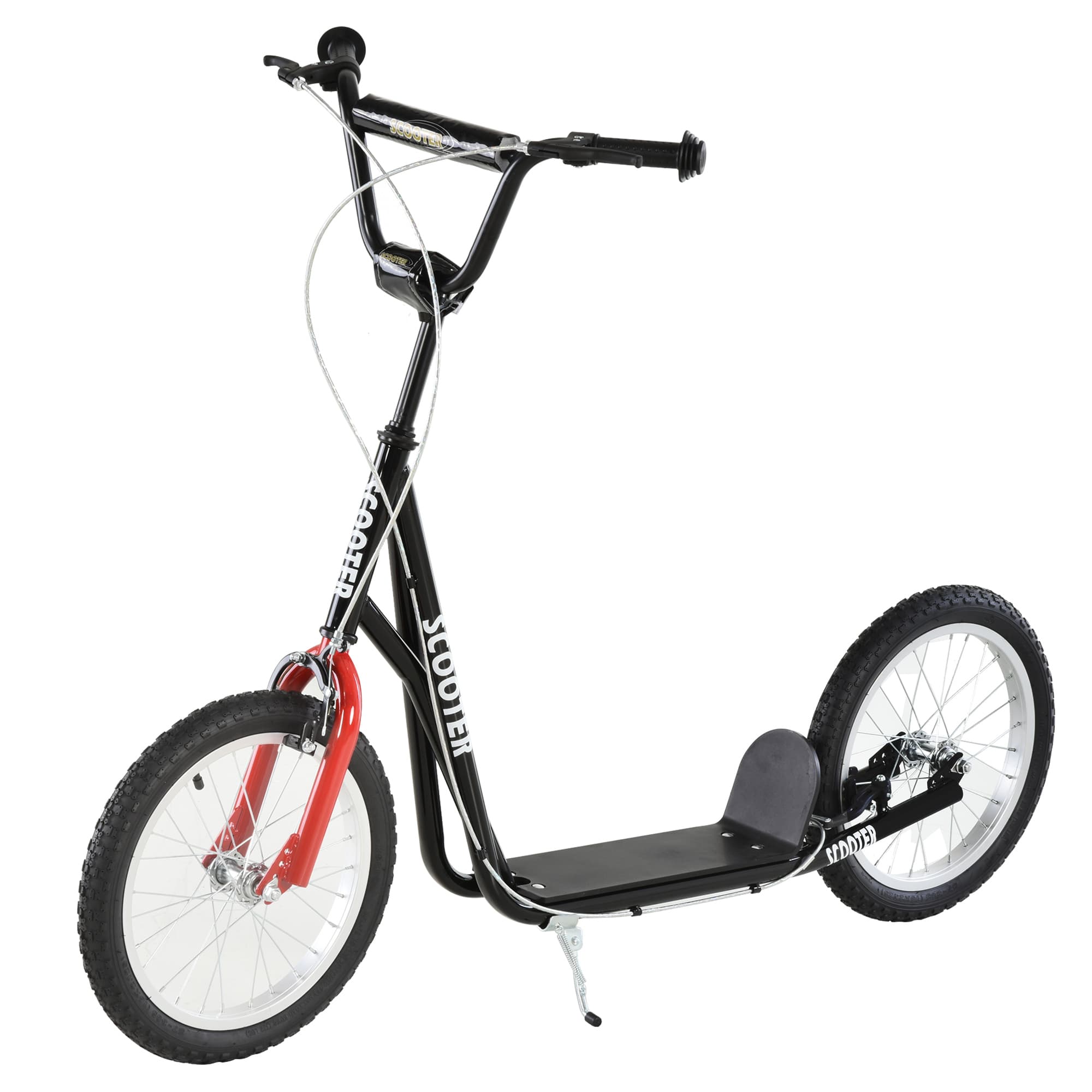 HOMCOM Kids Scooter with Height-Adjustable Handlebar, Non-Slip Deck, and Dual Brakes, for Children 5+ Years, Black