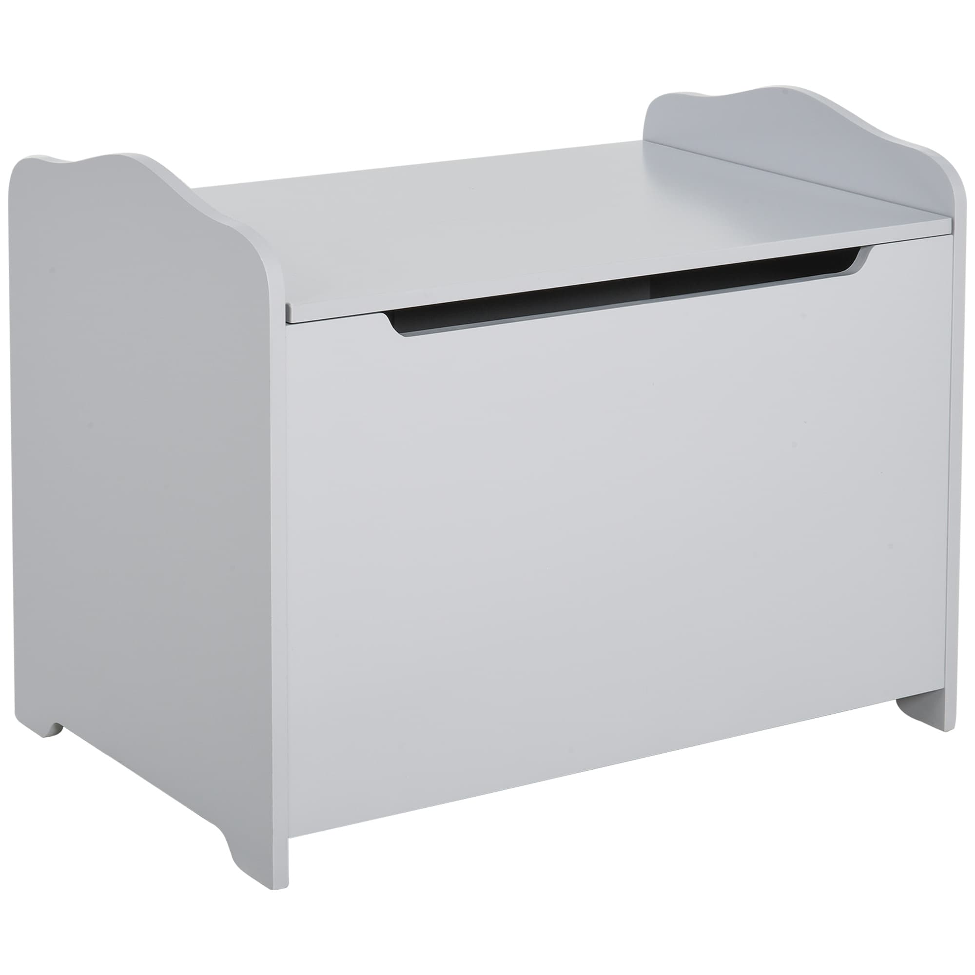 HOMCOM Wooden Kids Children Toy Storage Organizer Chest Safety Hinge Play Room Furniture Grey 60 x 40 x 48 cm | Aosom UK