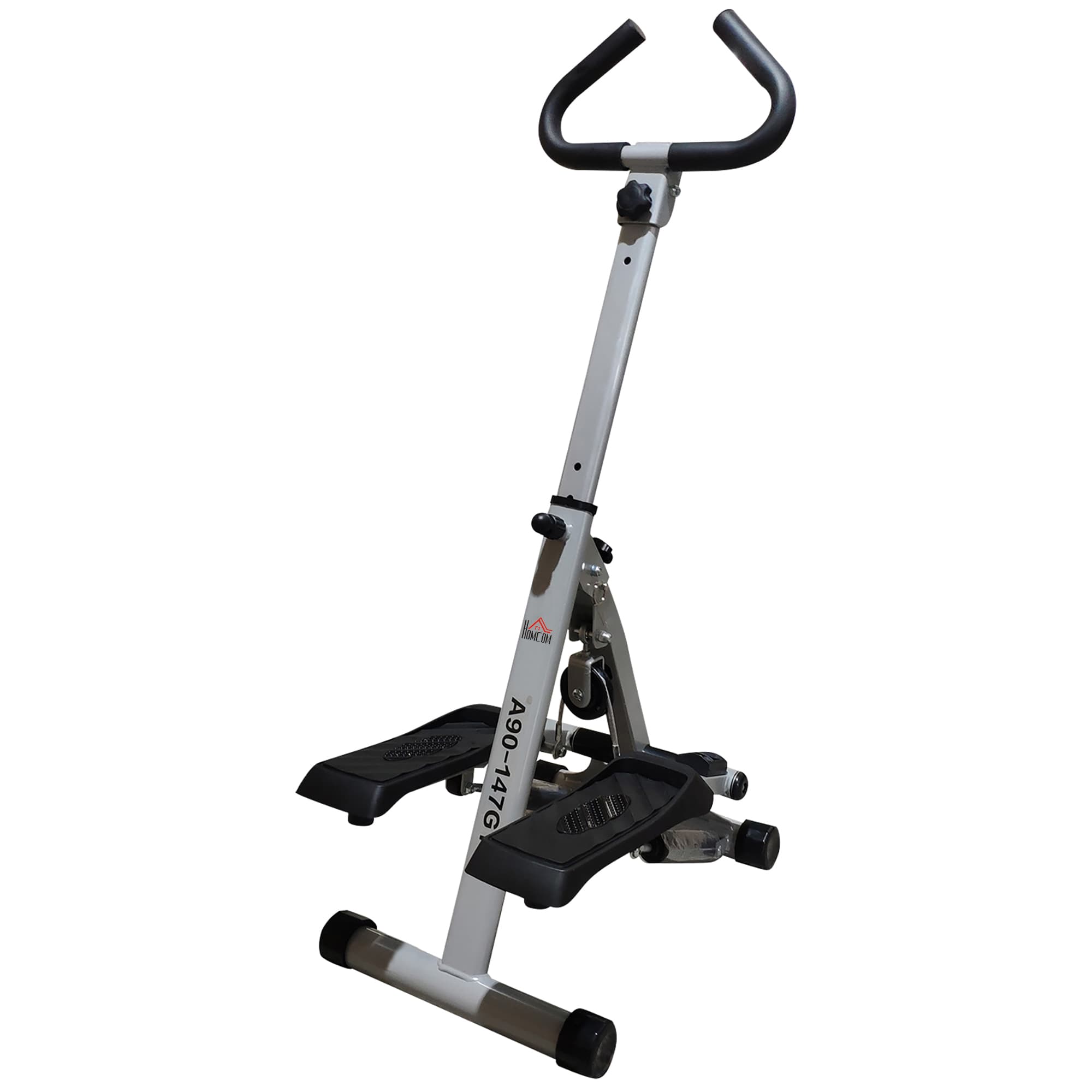 HOMCOM Stepper w/Handle Hand Grip Workout Fitness Machine For Fitness Aerobic Exercise Home Gym Grey | Aosom UK