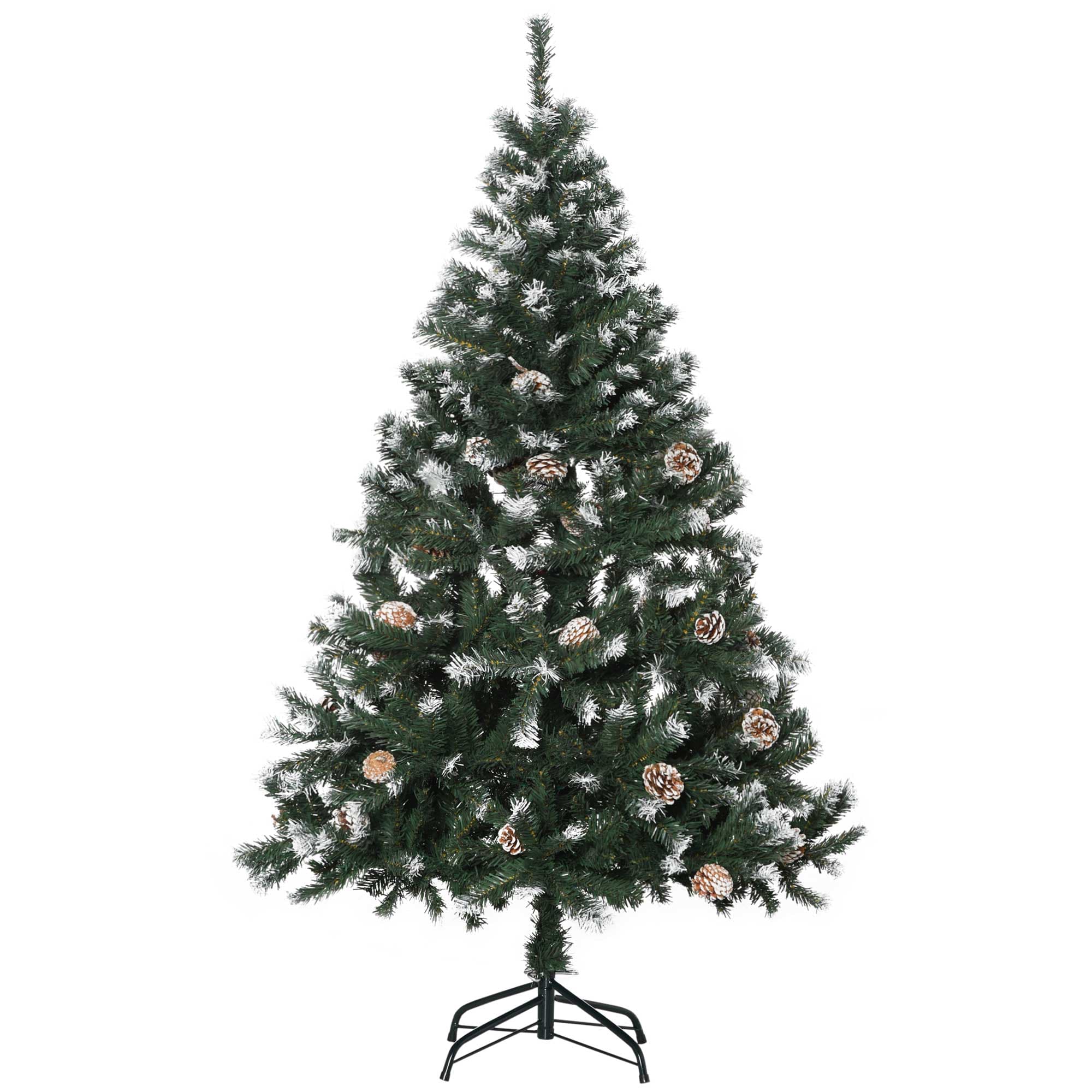 HOMCOM 5FT Artificial Christmas Tree with Pine Cones, Holiday Home Xmas Decoration Automatic Open, Green | Aosom UK