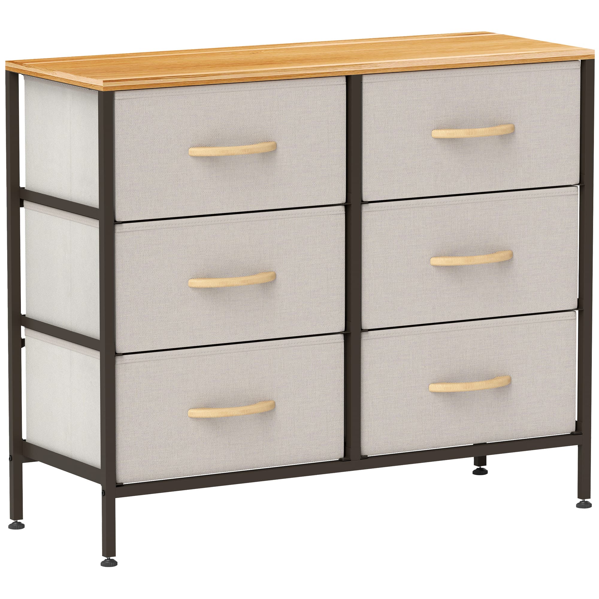 HOMCOM Fabric Chest of Drawers, Industrial Storage Bedroom Dresser with 8 Fabric Drawers, Steel Frame and Wooden Top for Nursery, Living Room, Hallway, Cream White thumbnail 2