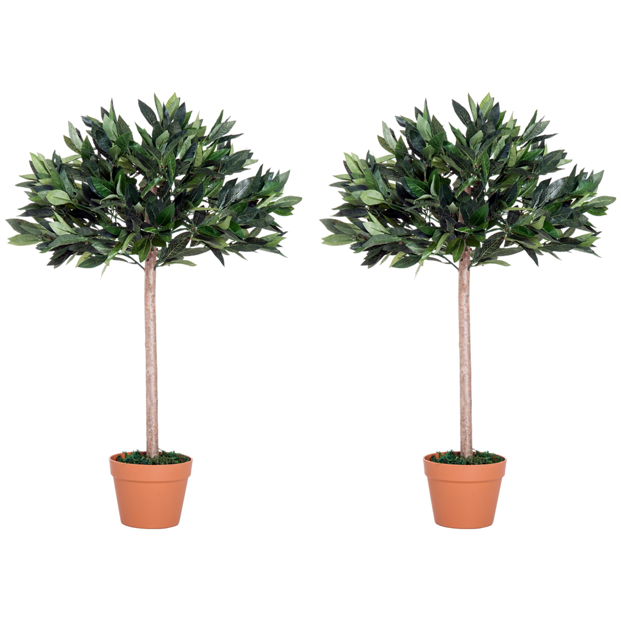 Outsunny 3ft Artificial Olive Tree Indoor Plant Greenery for Home Office Potted in An Orange Pot Set of 2 | Aosom UK
