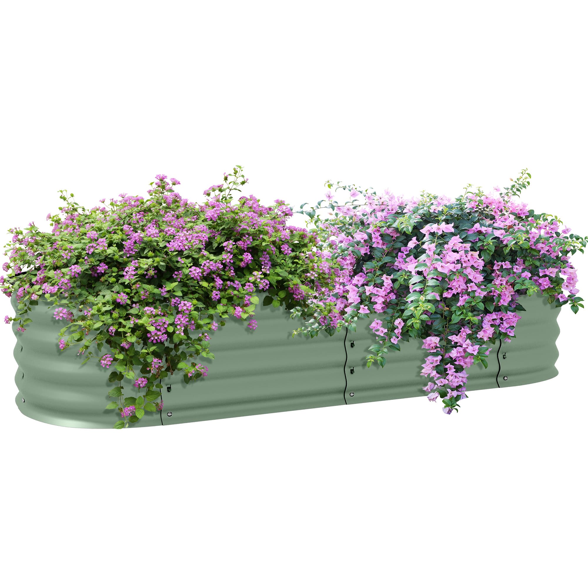 Outsunny Galvanised Raised Garden Bed, Metal Planter Box with Safety Edging, for Flowers, Herbs, Succulents, Green | Aosom UK