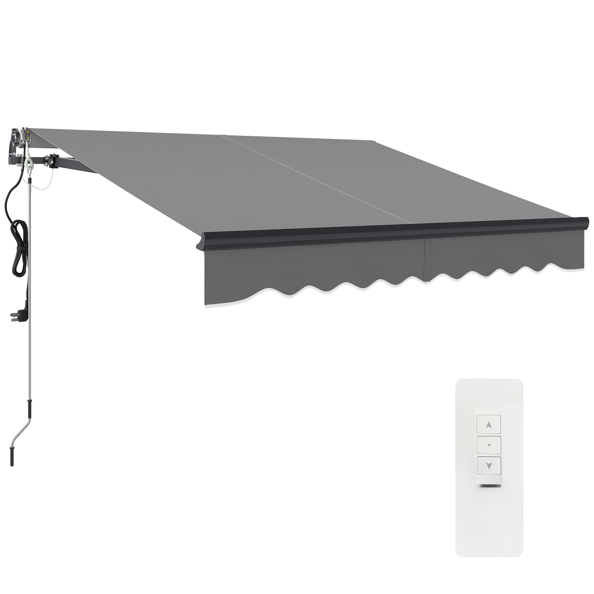 Outsunny 2.5 x 2m Electric Awning with Remote Controller, Aluminium Frame Retractable Awning, Sun Shade for Garden Patio, Dark Grey | Aosom UK