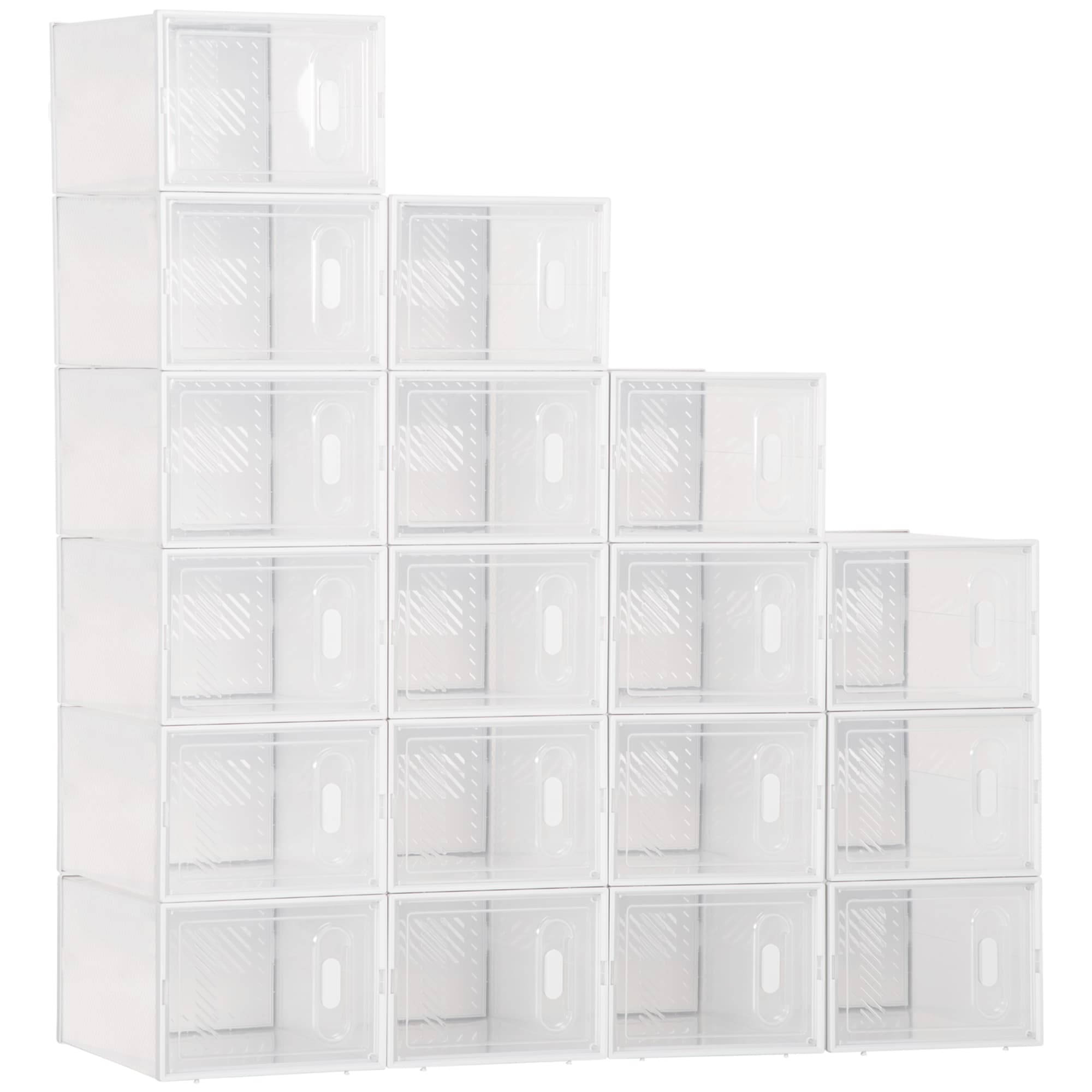 HOMCOM Storage Units Modular DIY Storage Unit with 18 Cubes, PP Plastic, Dust-Proof Doors, Handles, Great for Shoes Storage | Aosom UK