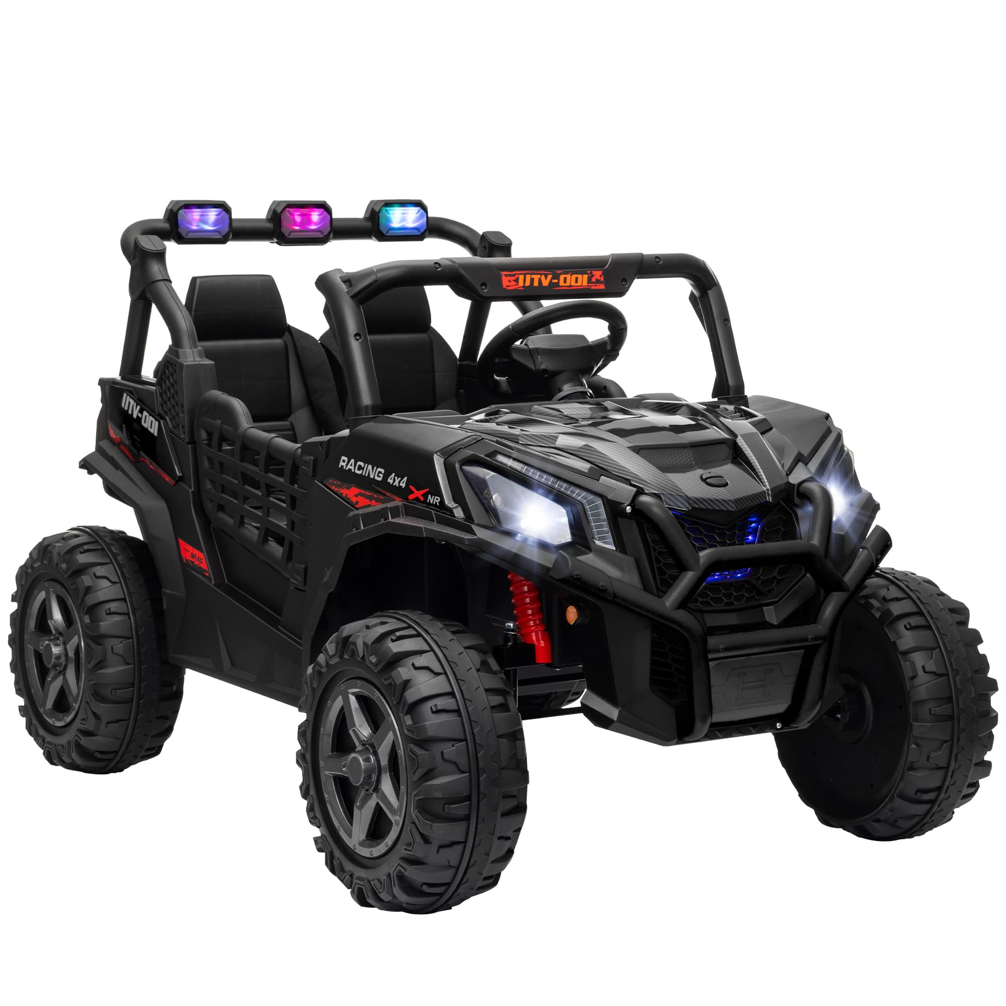 AIYAPLAY 24V 2 Seater Kids Electric Car with Remote Control, Suspension System,  Slow Start, 3 Speeds, for 3-8 Years, Black | Aosom UK