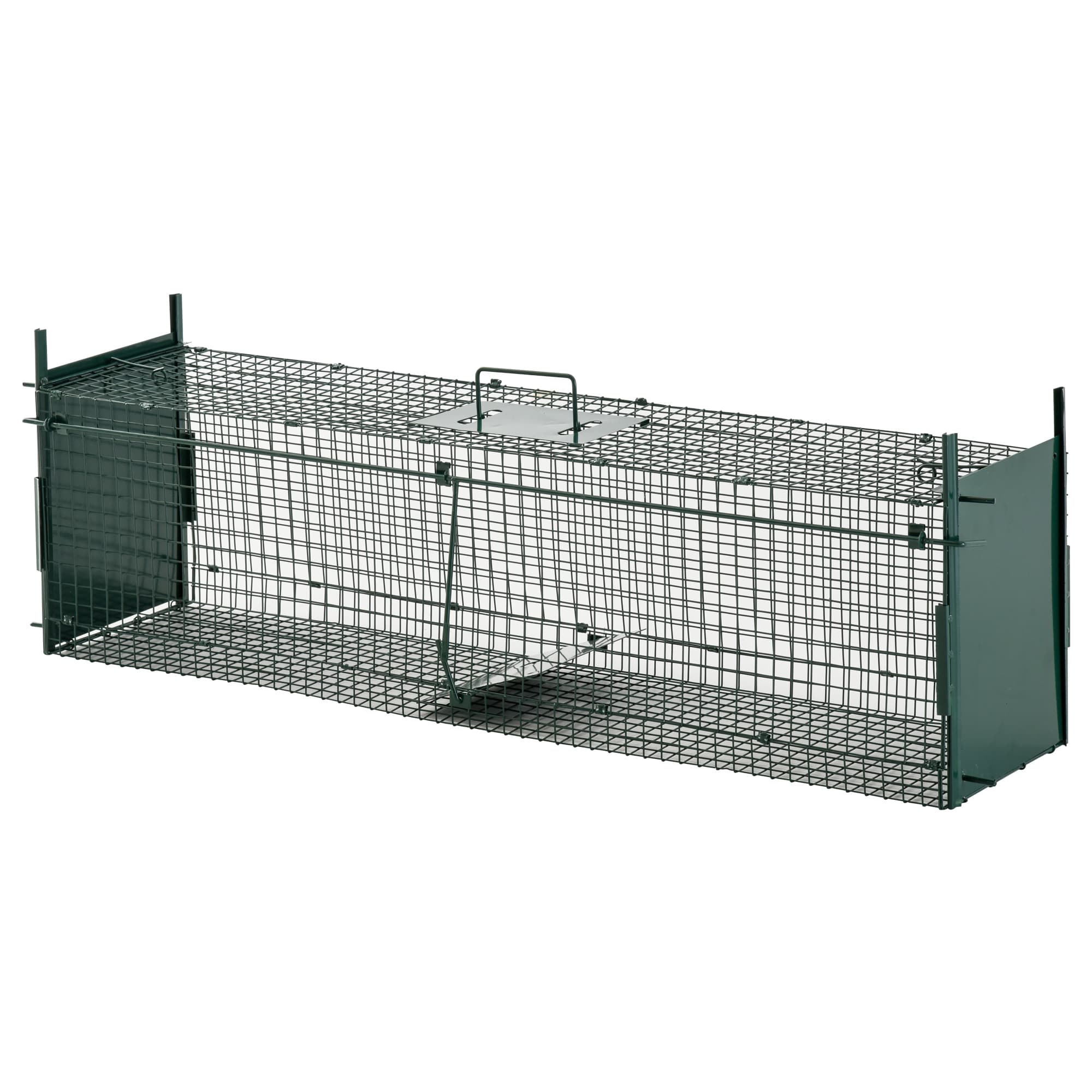 PawHut 2-Door Humane Live Trap for Small Animals, Animal Trap for Rat Mise Mink Rabbit Raccoon Gopher Squirrel, Dark Green | Aosom UK