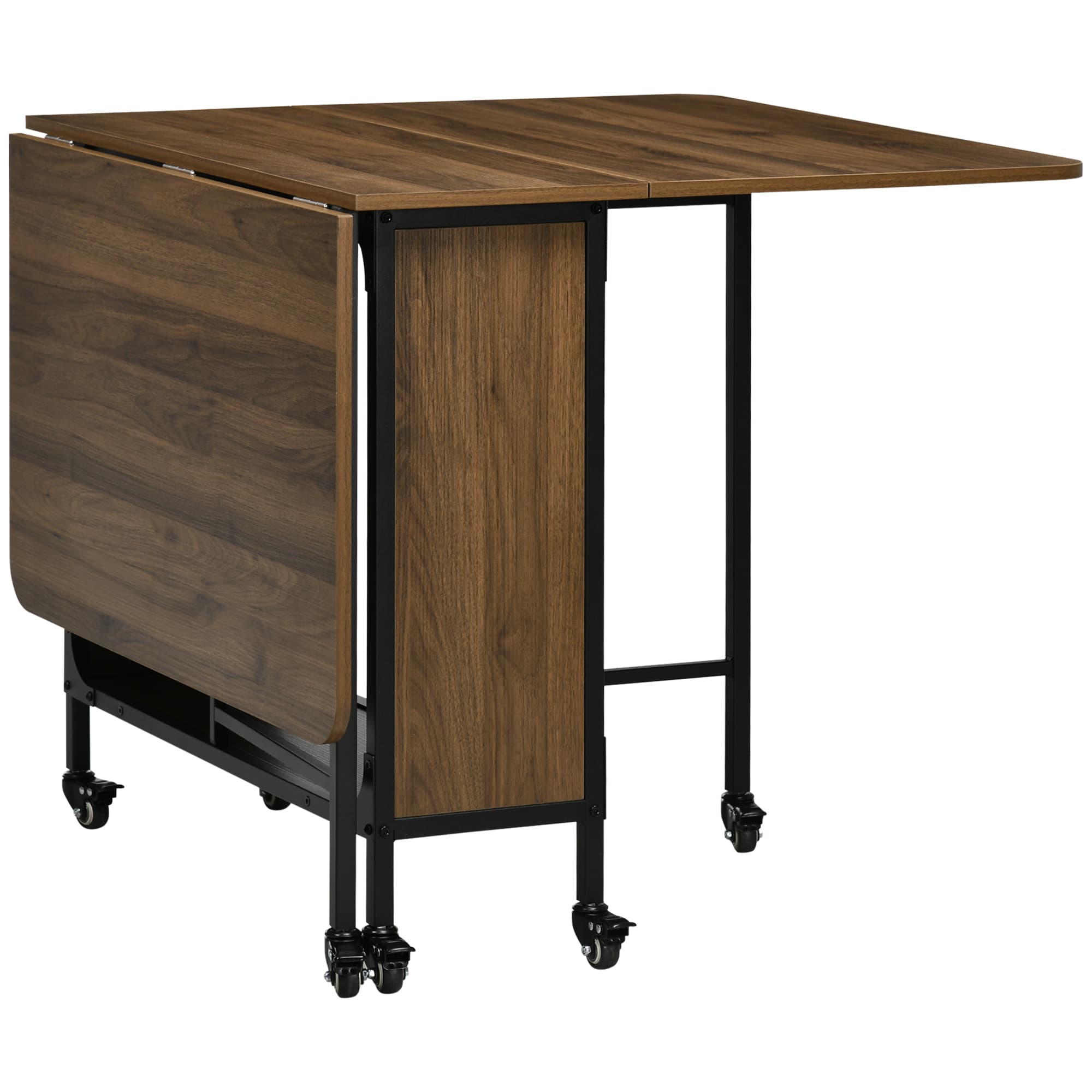 HOMCOM Six-Person Drop Leaf Dining Table - Brown/Black | Aosom UK