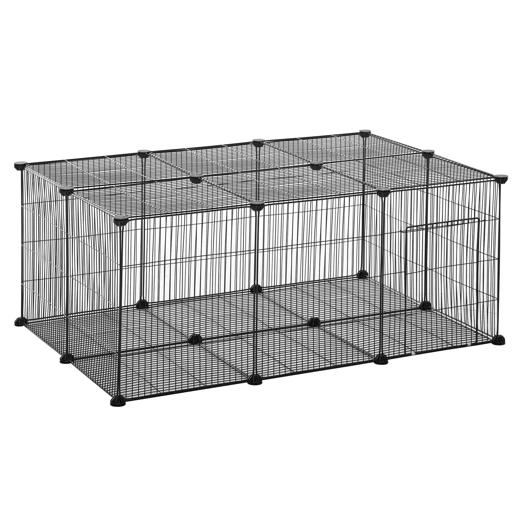 PawHut DIY Pet Playpen, Small Animal Metal Cage with Door, 22 Pieces, for Bunny, Chinchilla, Hedgehog, Guinea Pig | Aosom UK