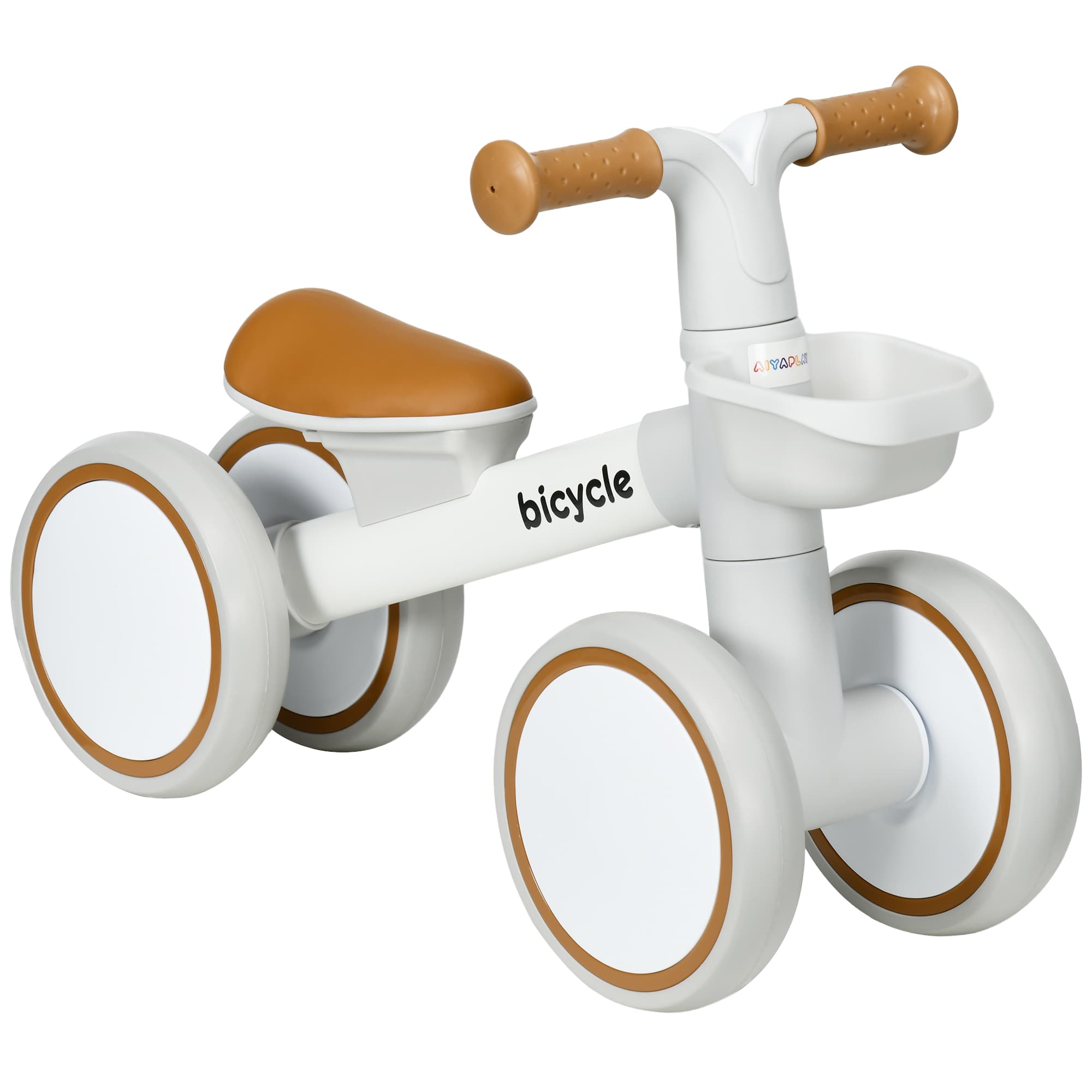 AIYAPLAY Kids Balance Bike for 1-3 Years Old with Adjustable Seat, Silent Wheels, White | Aosom UK