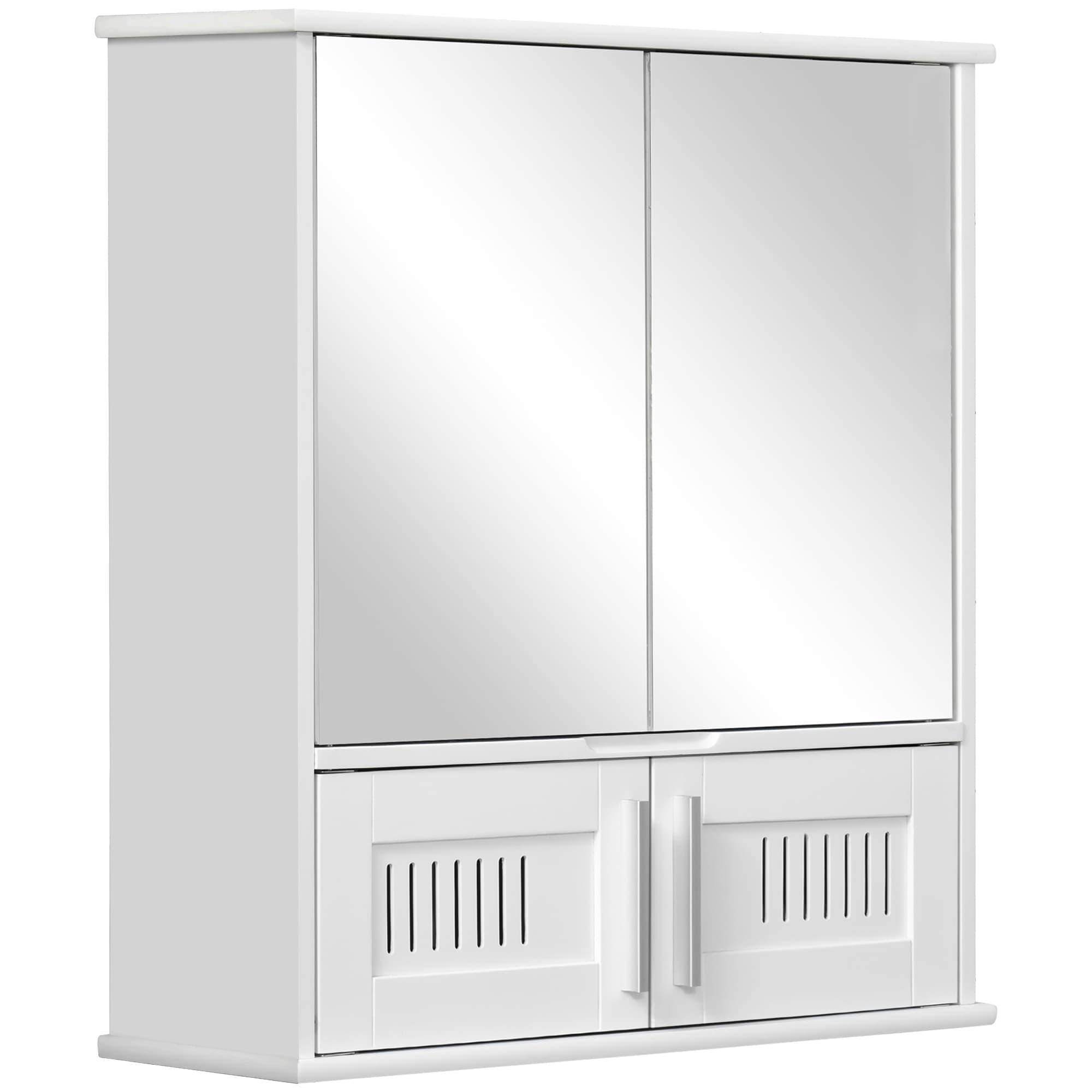 kleankin Wall Mirror Cabinet: Double Door Storage with Adjustable Shelf, White | Aosom UK