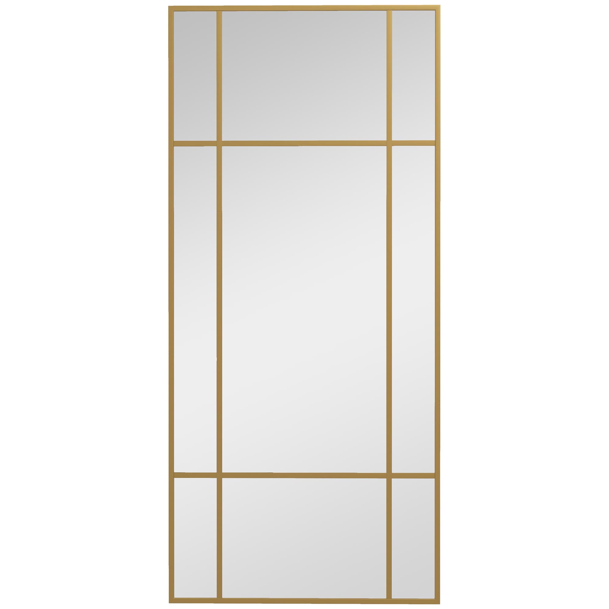 HOMCOM Rectangle Wall Mirror, 110 x 50cm Window Style Vanity Mirror with Metal Frame, Decorative Hanging Mirror for Living Room, Bedroom | Aosom UK