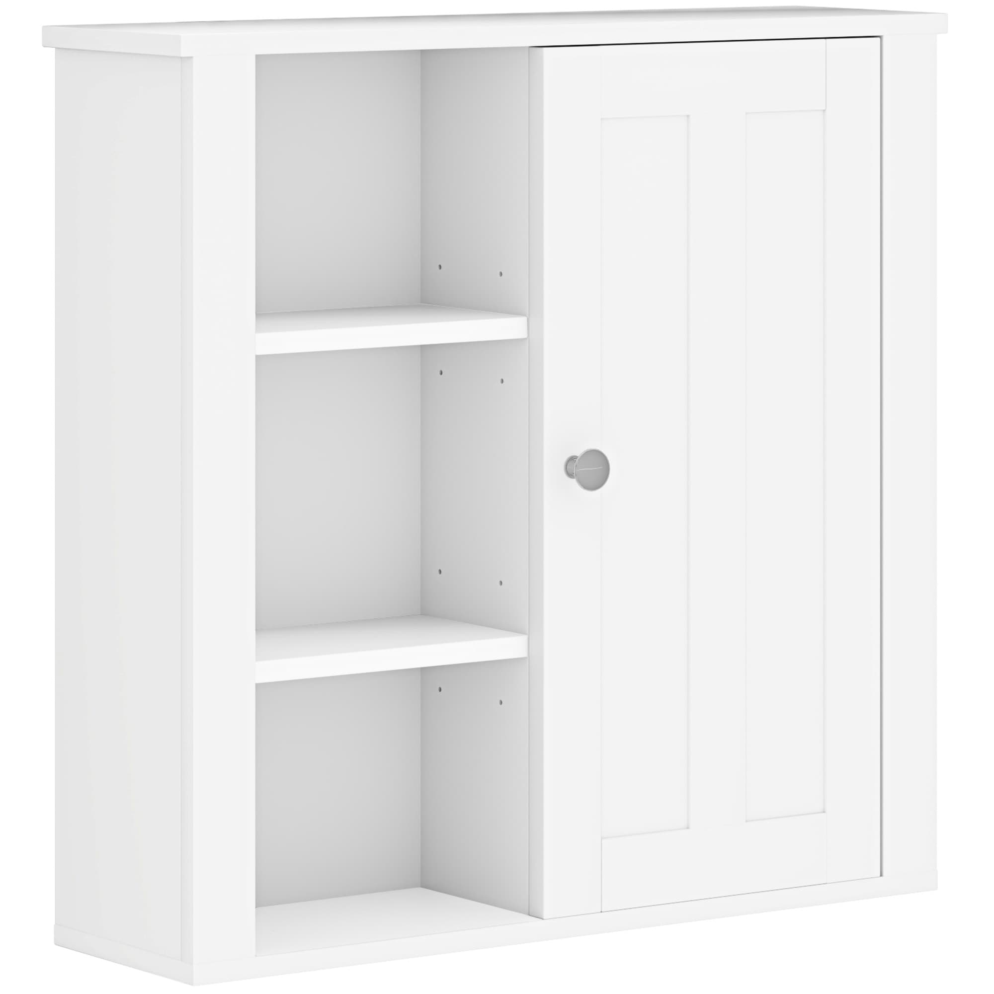 HOMCOM Bathroom Cabinet, Modern Bathroom Wall Cabinet with Adjustable Shelves and Cupboard, 53W x 15D x 51H cm, White | Aosom UK