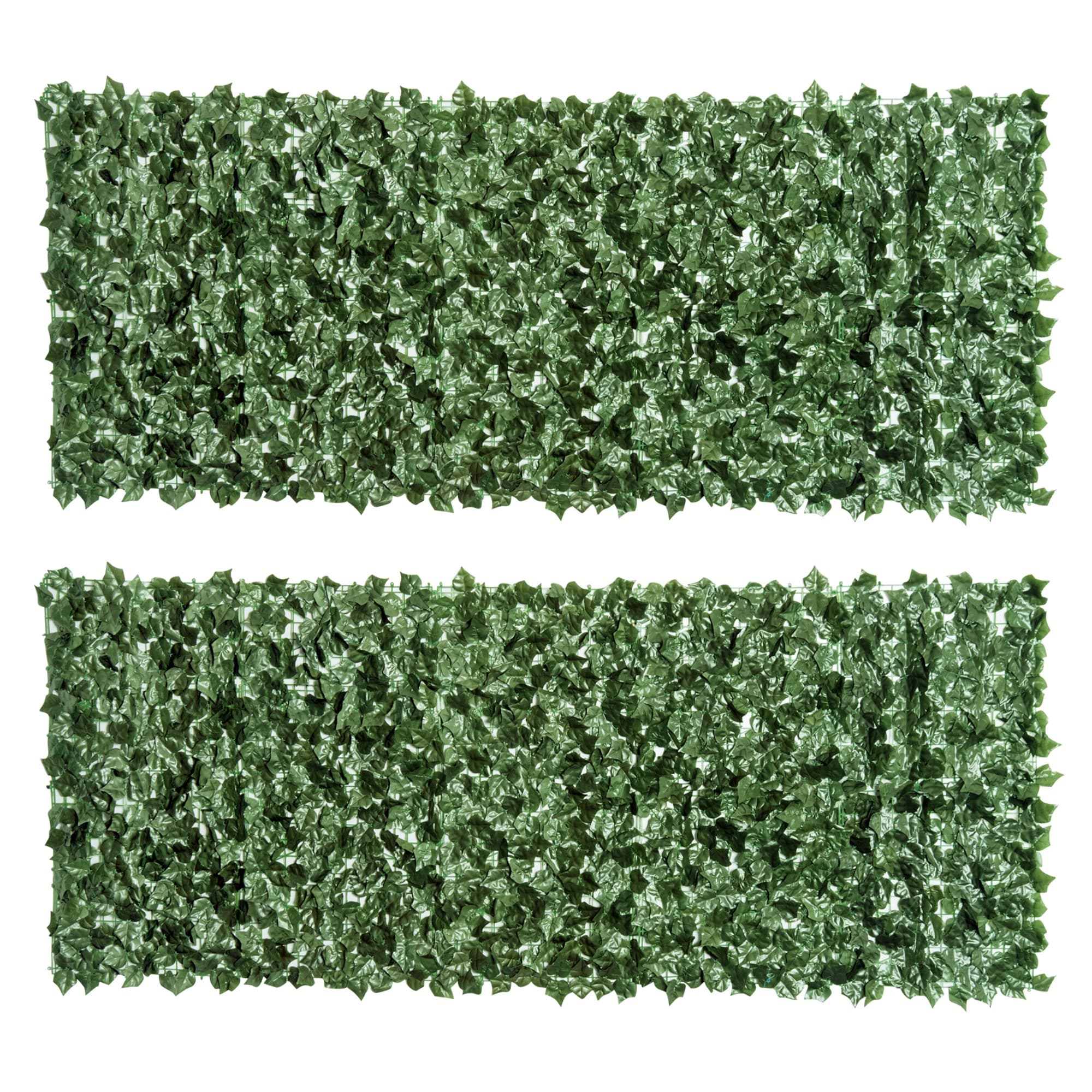 Outsunny 2-Piece Artificial Leaf Hedge Screen Privacy Fence Panel for Garden Outdoor Indoor Decor, Dark Green, 2.4M x 1M | Aosom UK