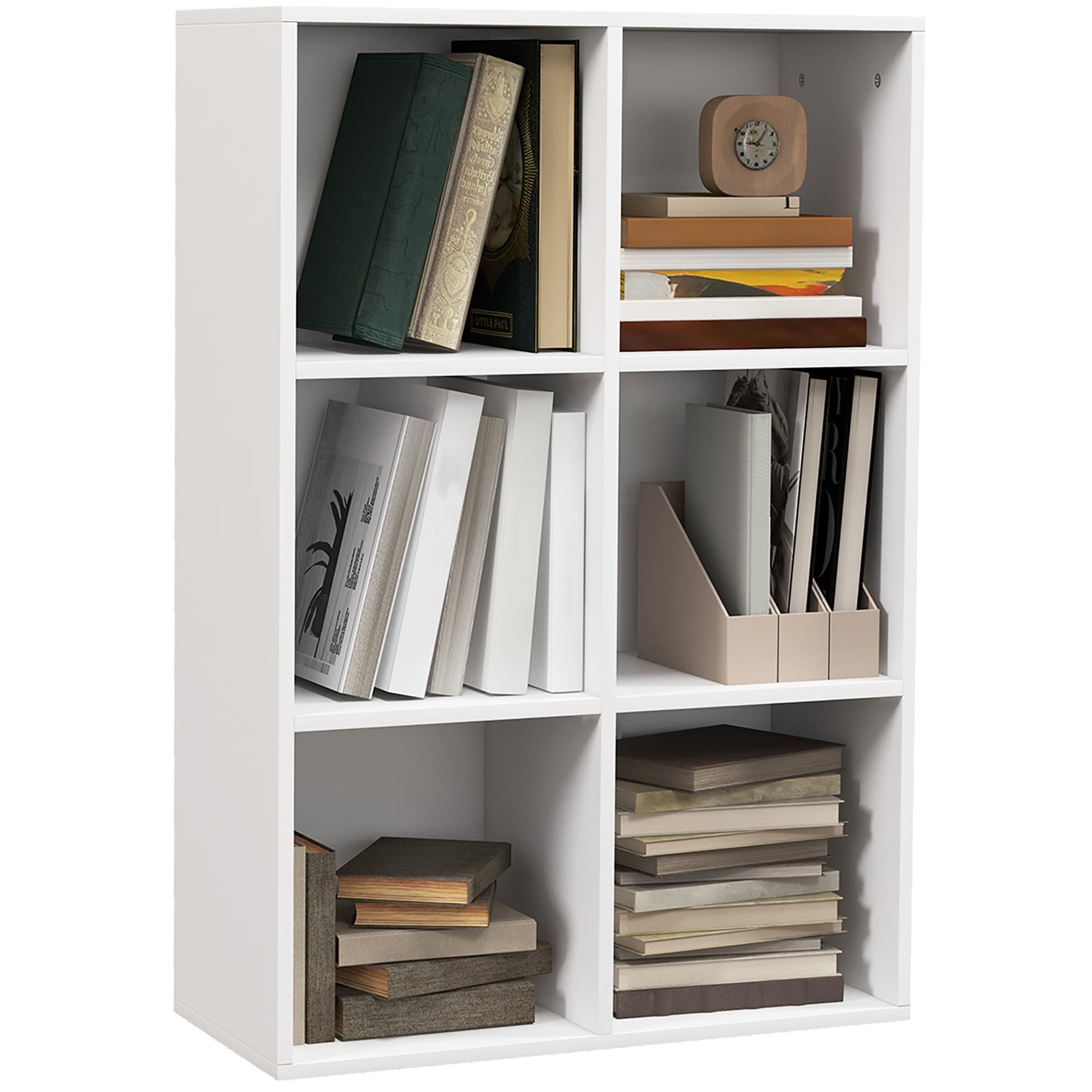 HOMCOM Six-Cube Bookcase - White Wood Effect | Aosom UK