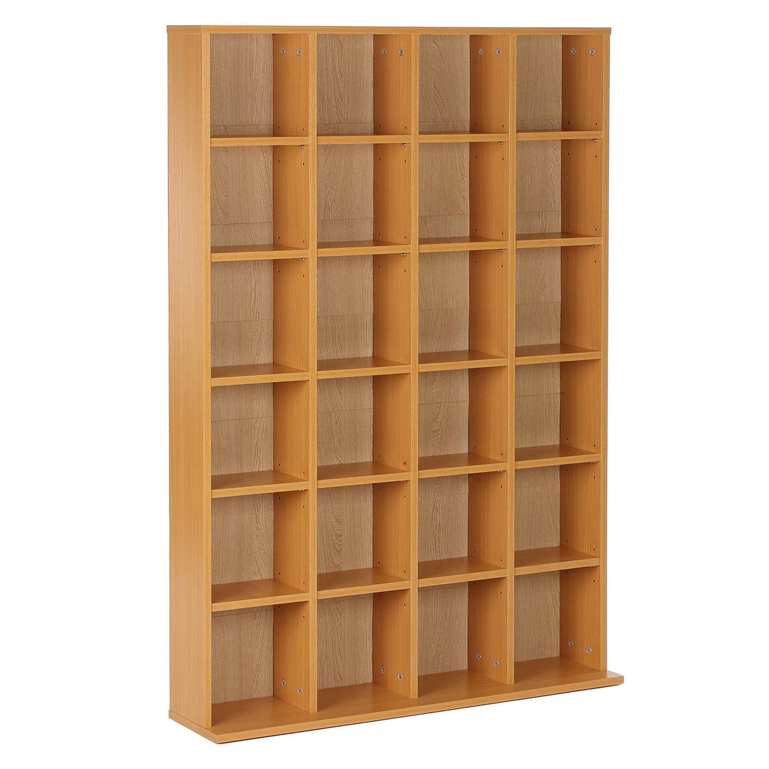 HOMCOM CD Storage Unit, DVD Storage Shelf Rack Media Storage Unit Shelves Racks Wooden Bookcase Display Unit with 4 Adjustable Shelves Wood | Aosom UK